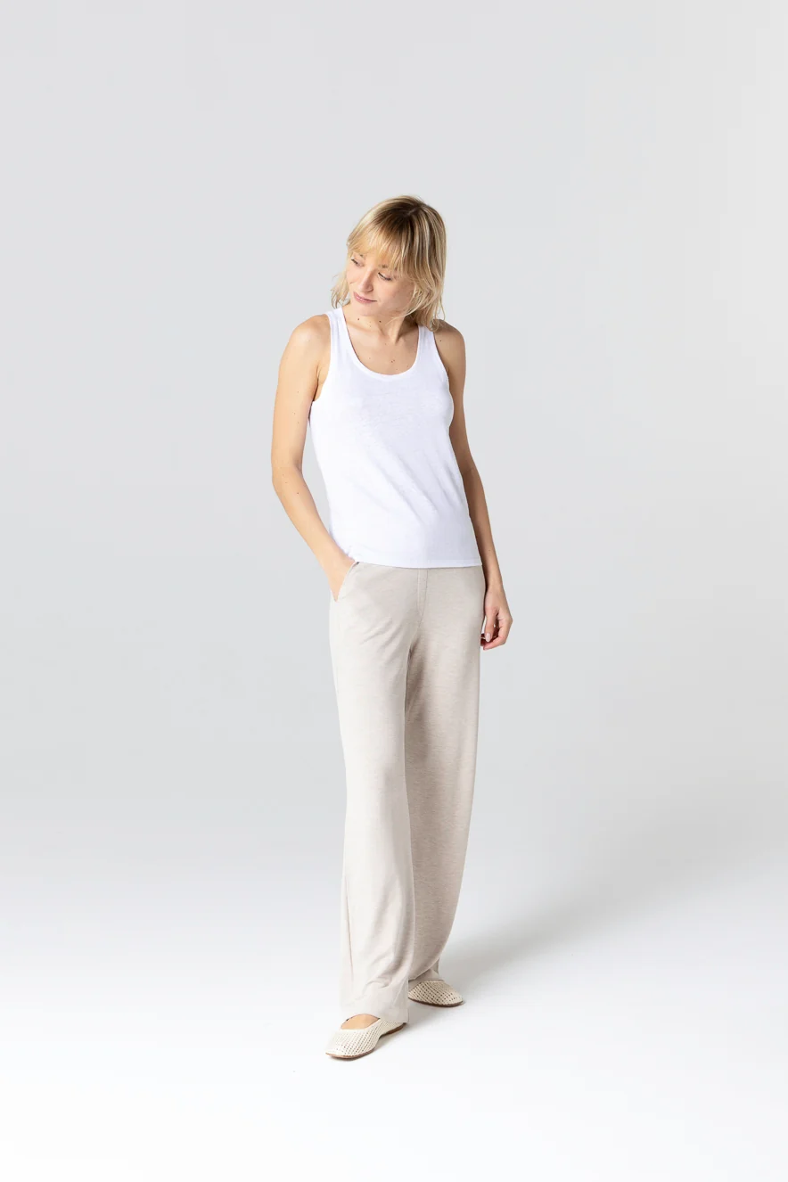 Majestic | Linen Blend Fitted Tank - Blanc