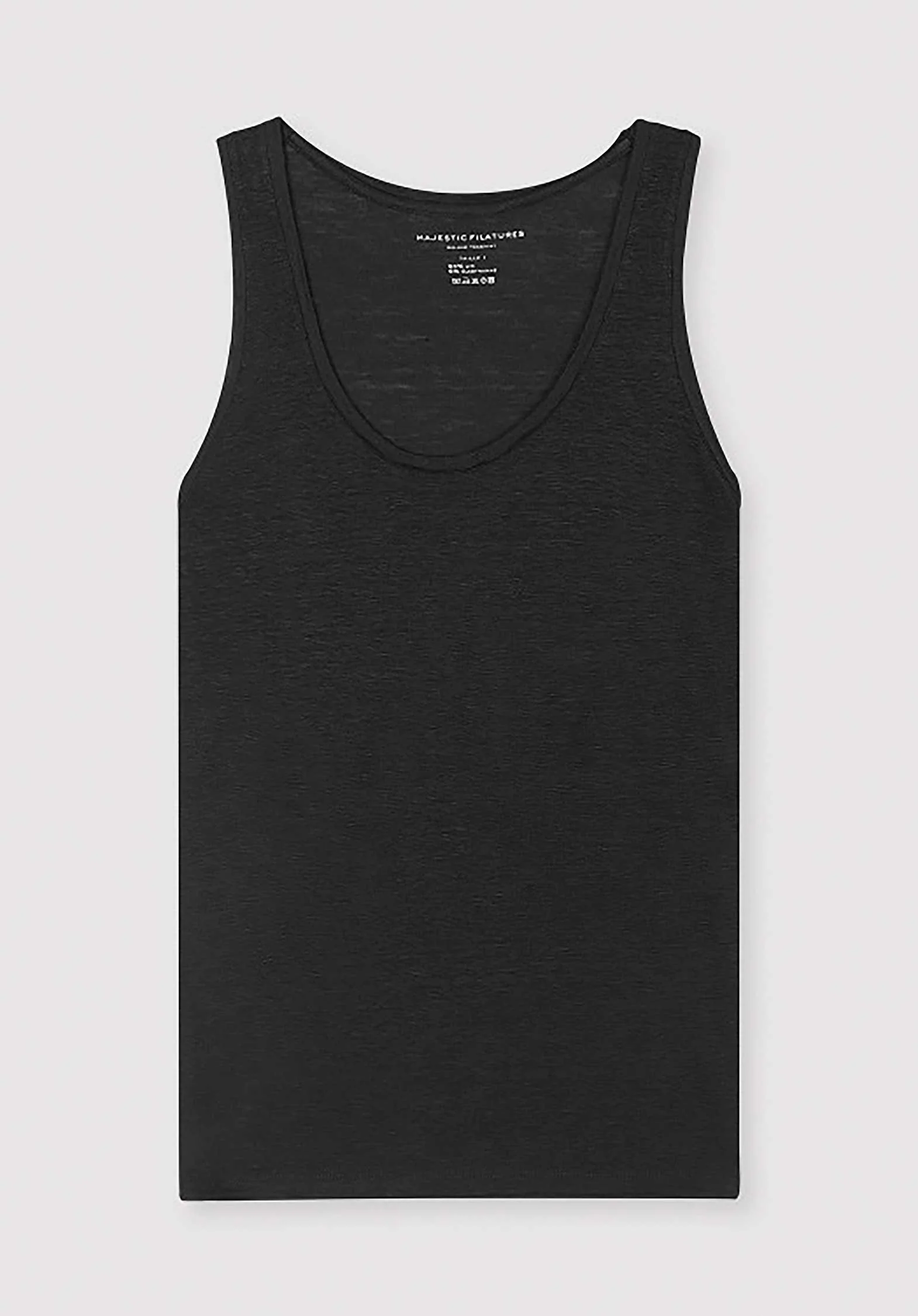 Majestic | Linen Tank Top, Fitted Silhouette Noir - Image 6