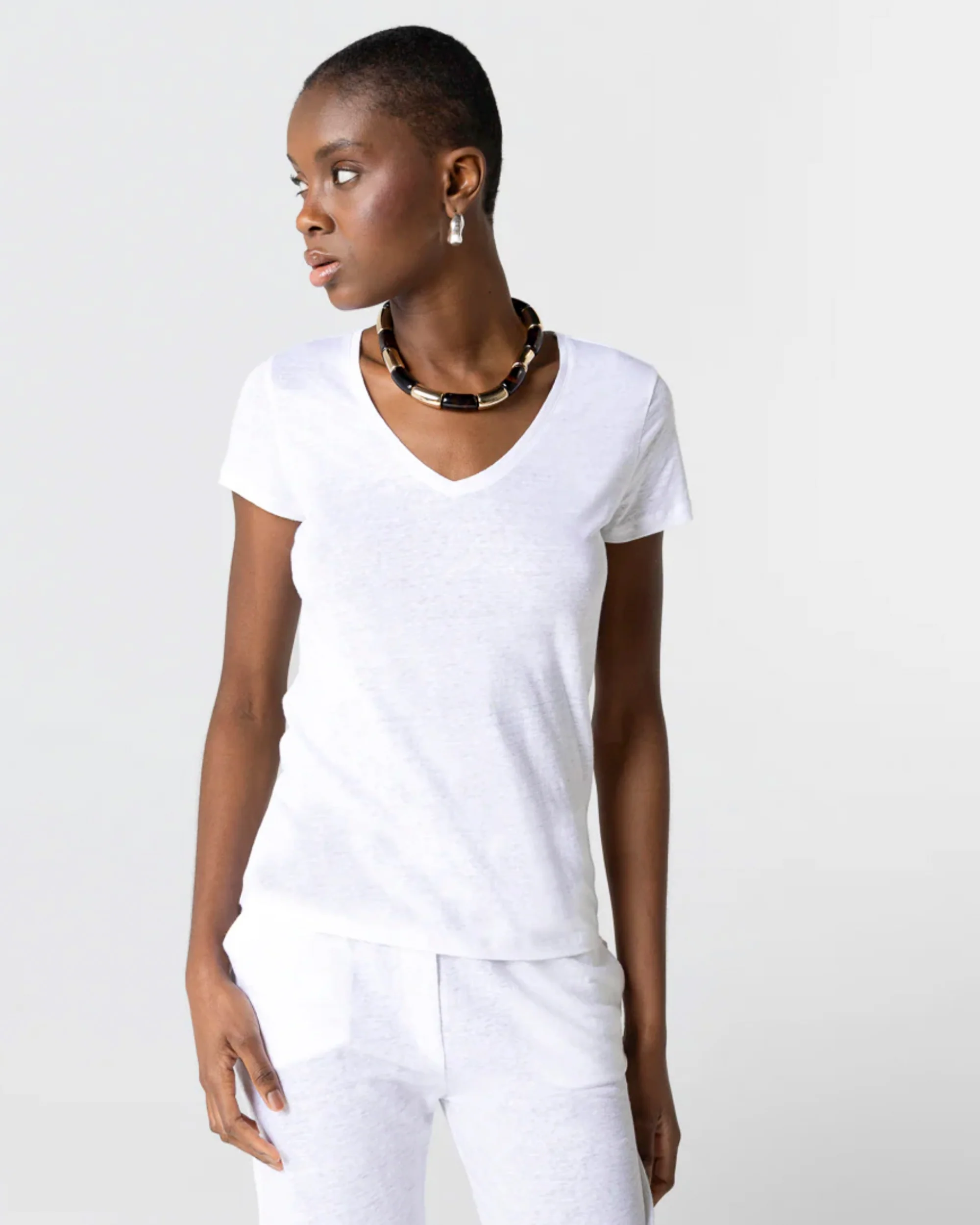 Majestic | Boatneck T-Shirt - Three-Quarter Sleeve in White