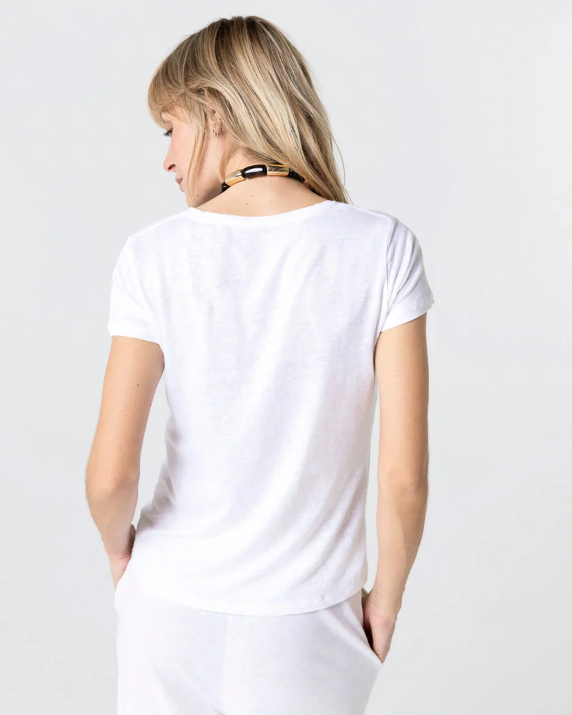 Women's T-Shirt Viscose Elastane Blend Lightweight Jersey - White - Image 4