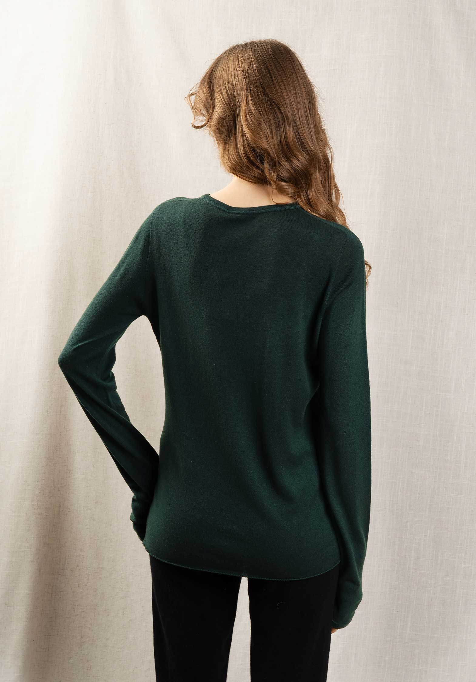 Majestic | Cashmere Crew Neck T-Shirt - Green Forest - Image 2