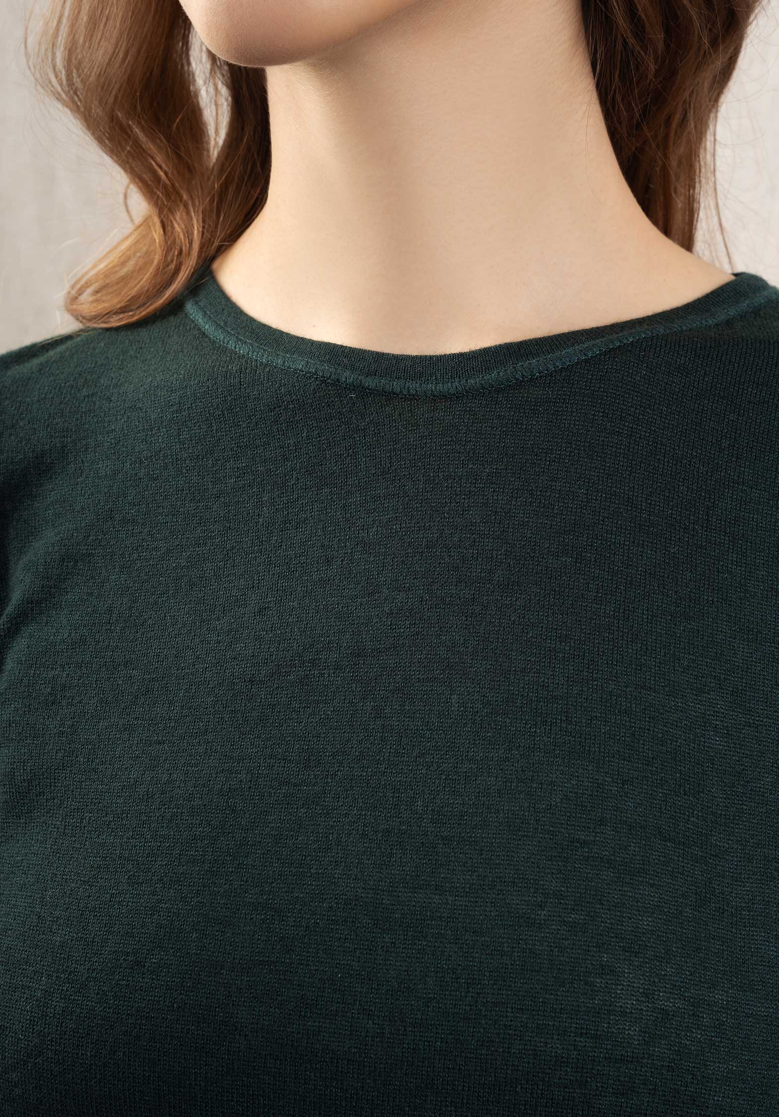 Majestic | Cashmere Crew Neck T-Shirt - Green Forest - Image 3