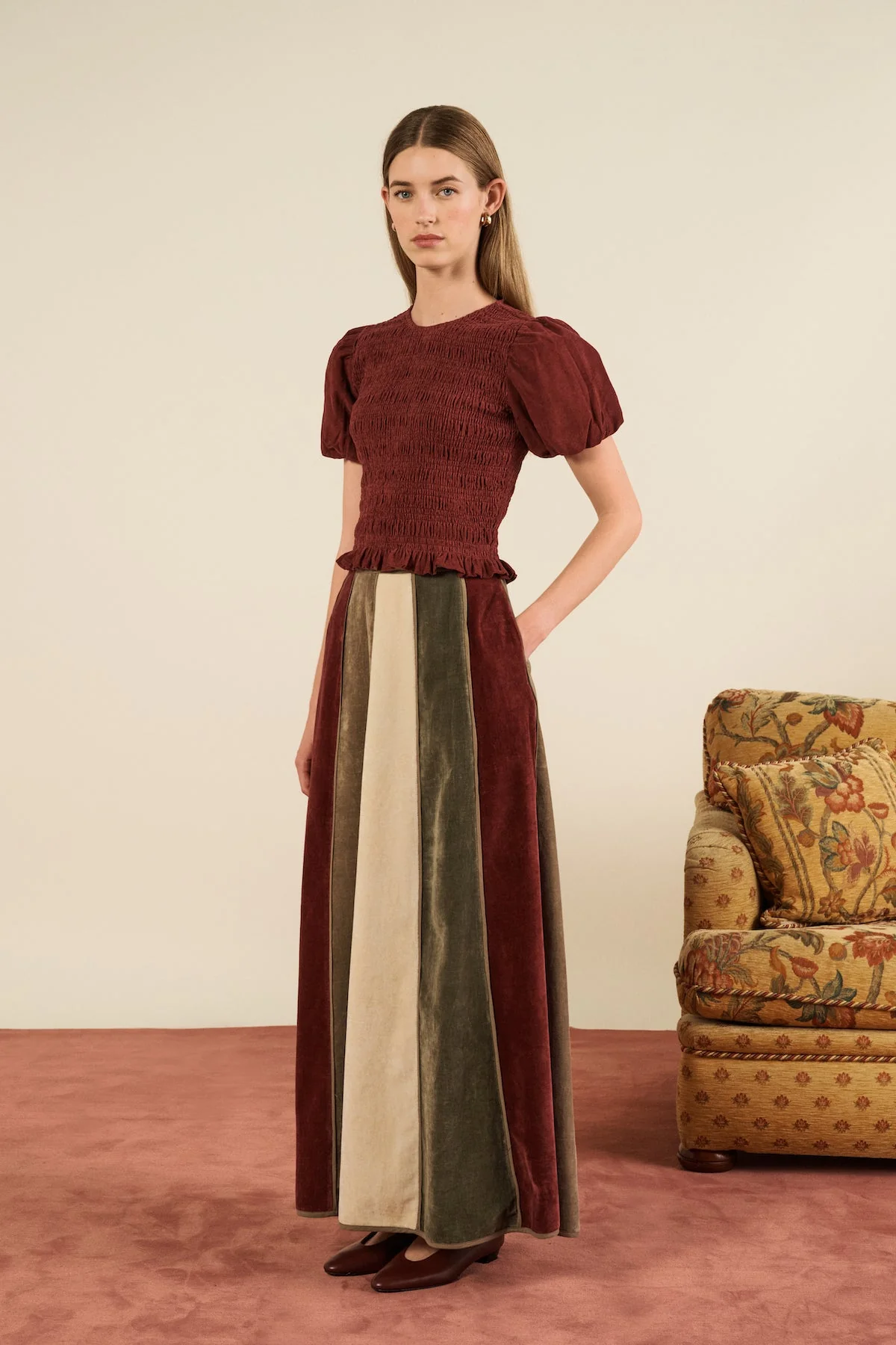 Maria de la Orden | Baila Top - Burgundy-Corduroy - Image 2