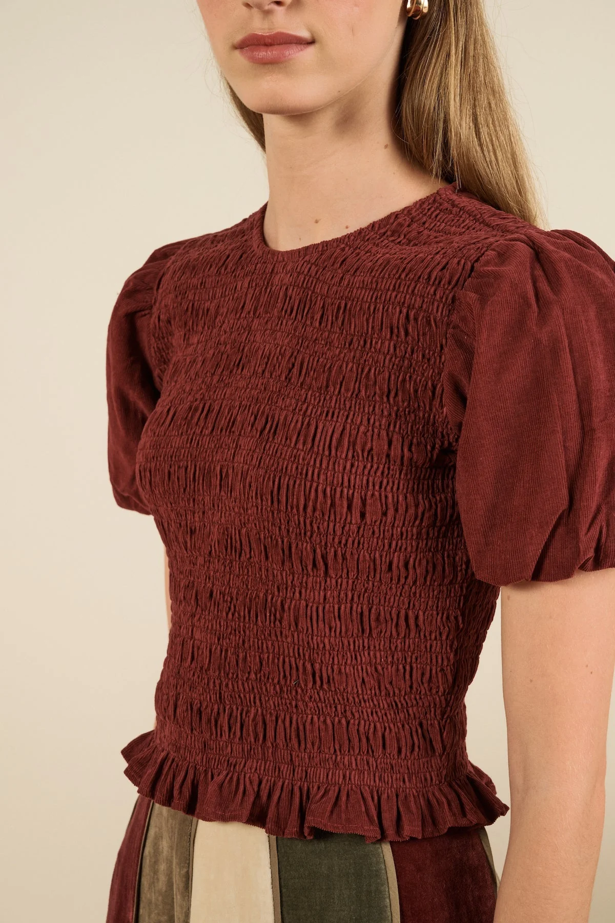 Maria de la Orden | Baila Top - Burgundy-Corduroy - Image 3