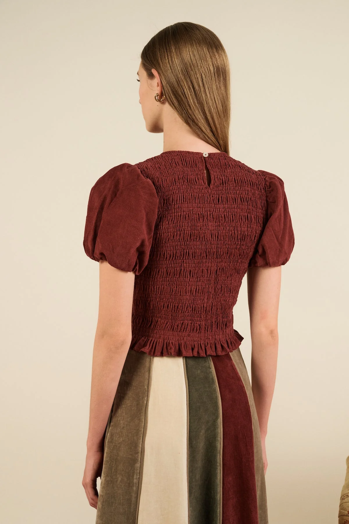Maria de la Orden | Baila Top - Burgundy-Corduroy - Image 4