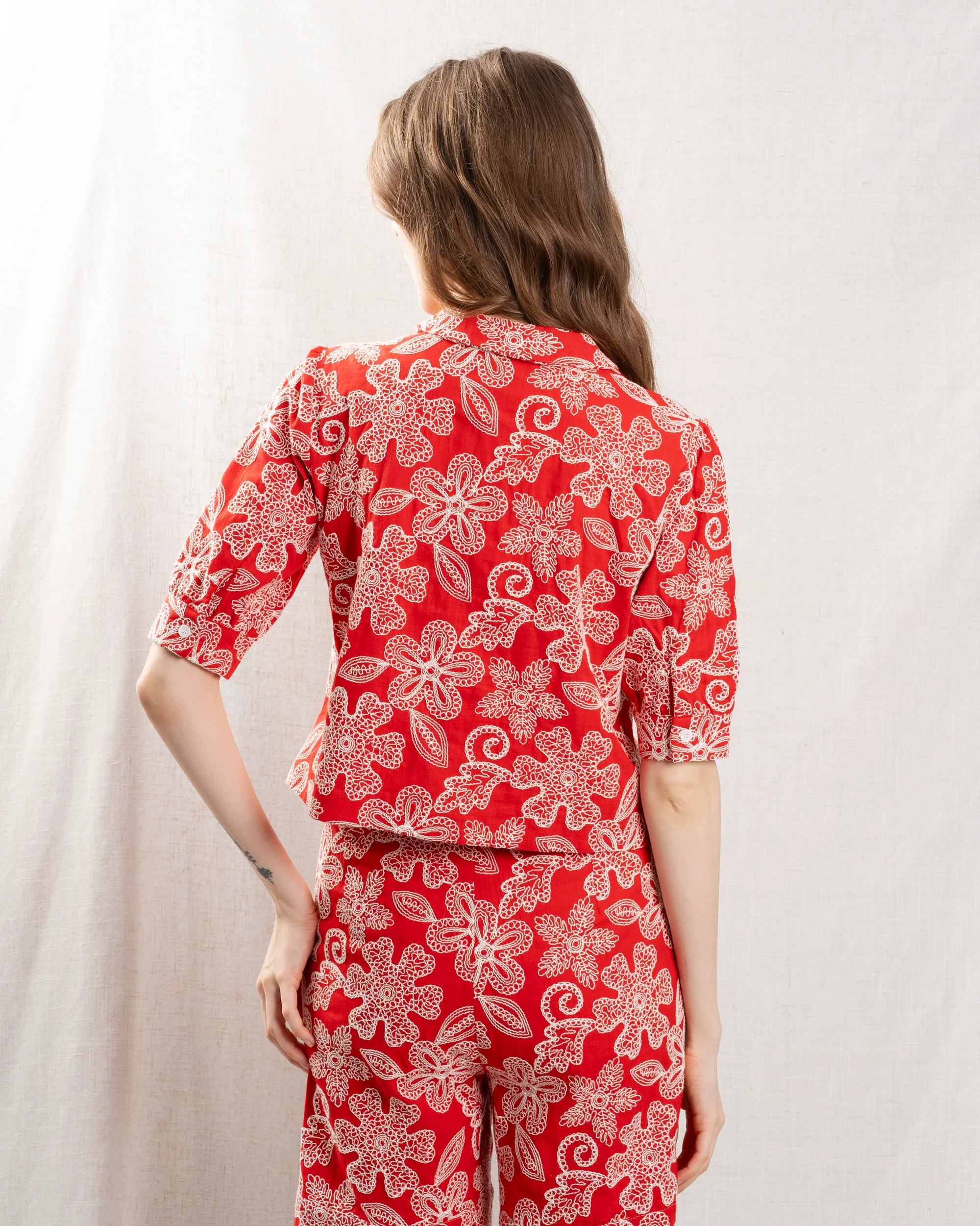 Maria de la Orden | Bibi Blouse in Red Floral Print Red-Flowers - Image 2