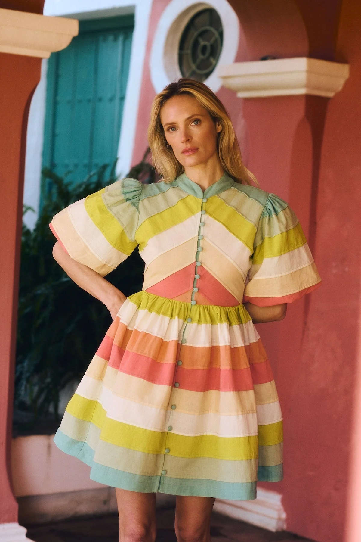 Maria de la Orden | Daisy Dress in Mint-Coral - Image 4