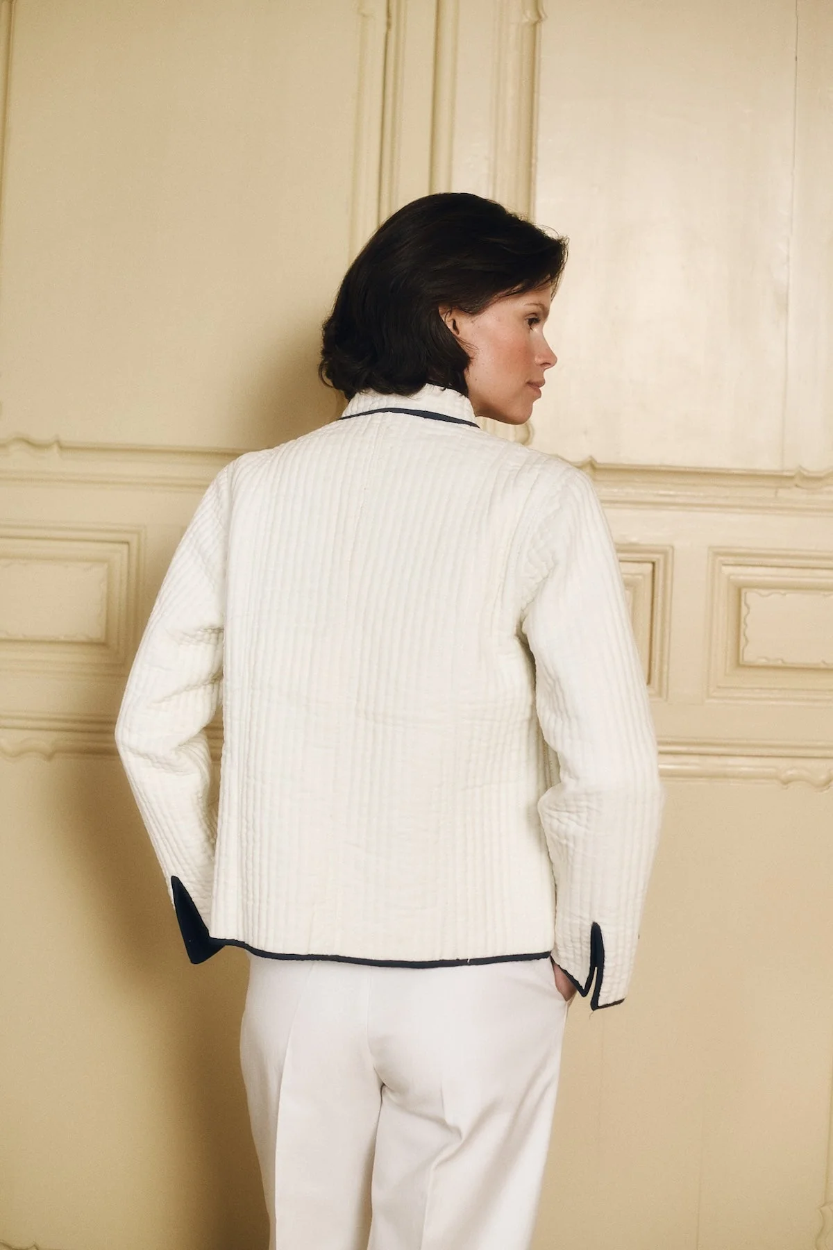 Maria de la Orden | Fittonia Quilted Velvet Jacket - Navy - Image 2
