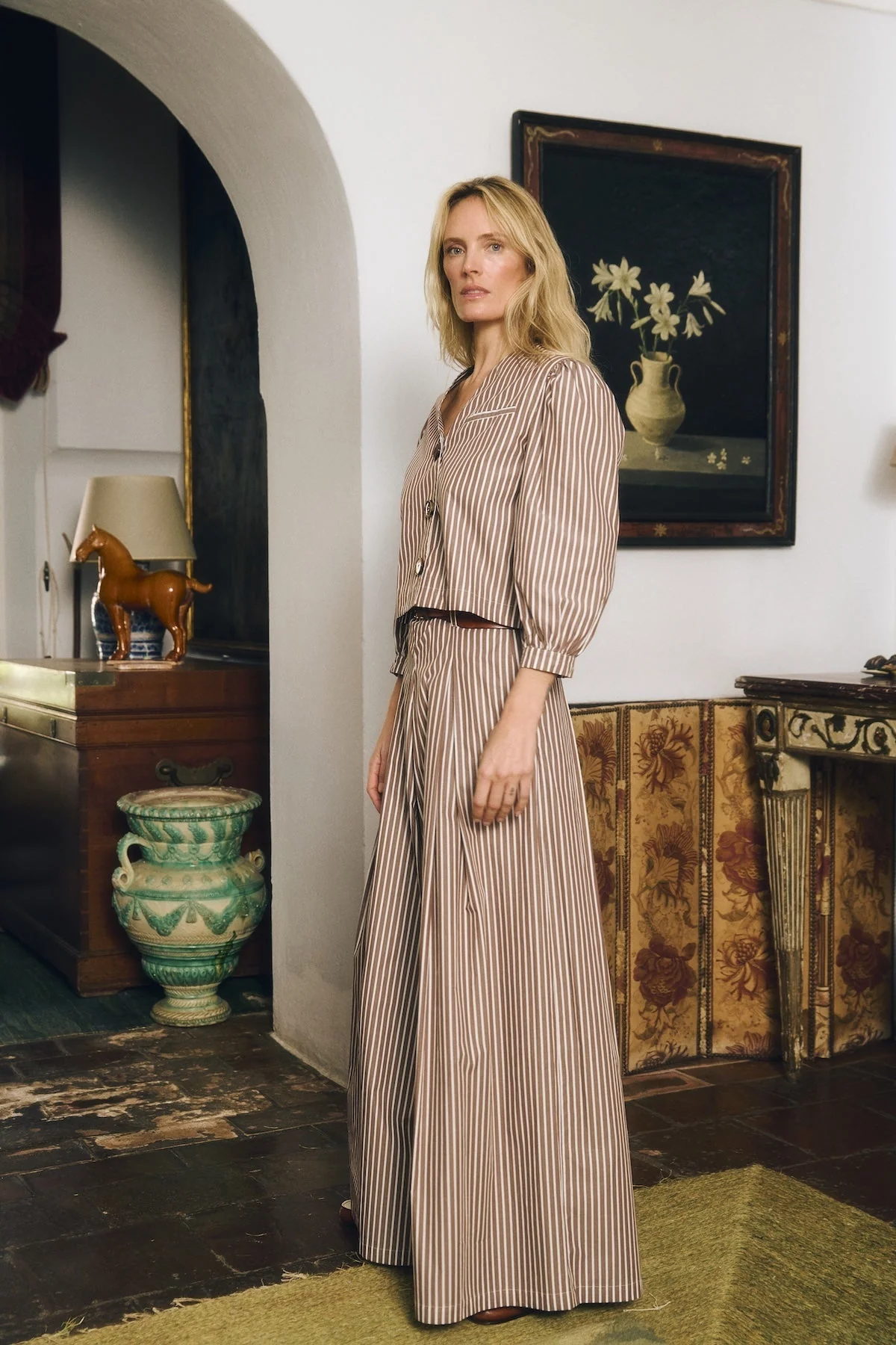 Maria de la Orden | Jiselle Cropped Jacket - Brown Stripe Brown-Stripes - Image 5