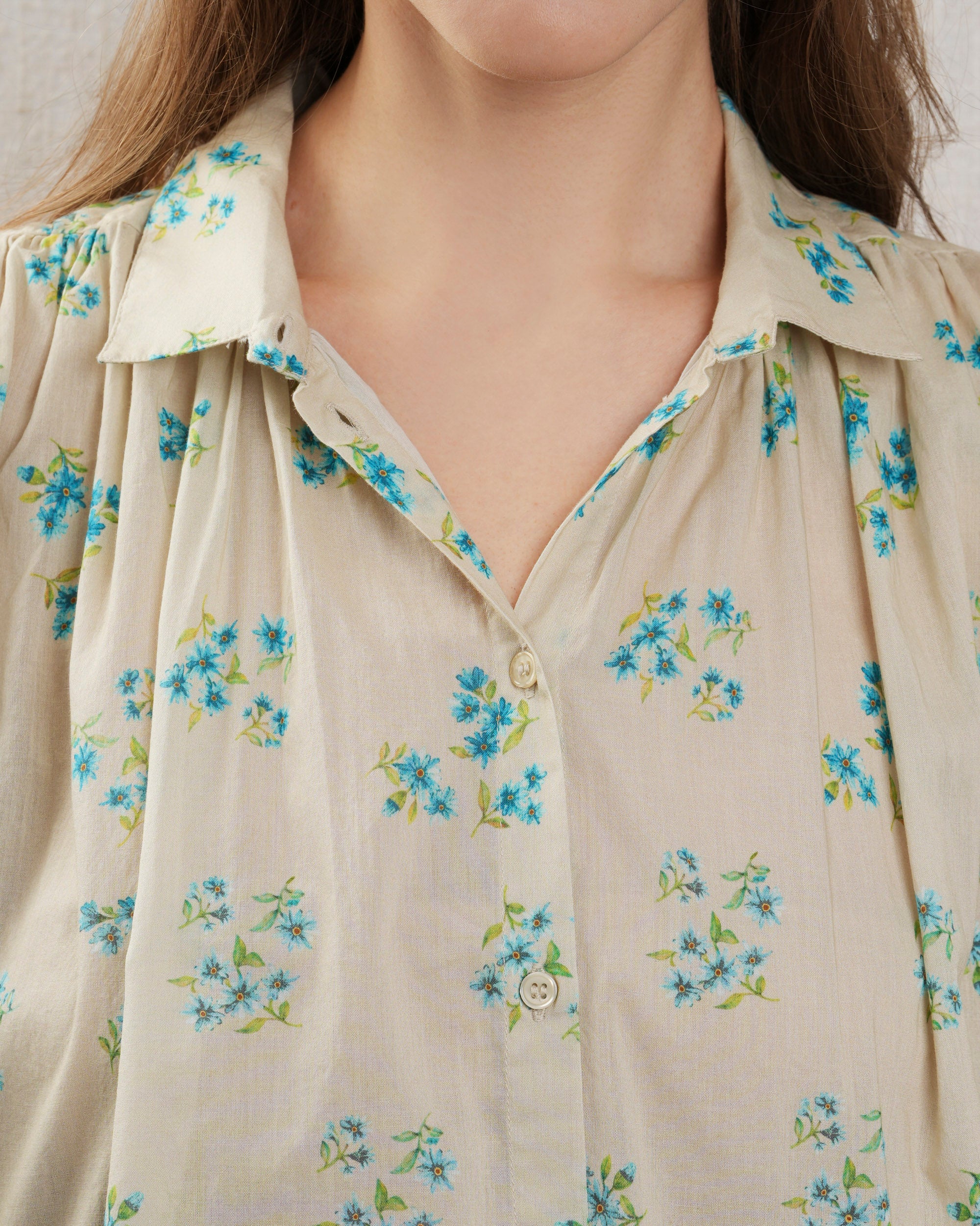 Marlo | Blouse Lison - Cotton Voile Floral Poet Sleeve - Image 3