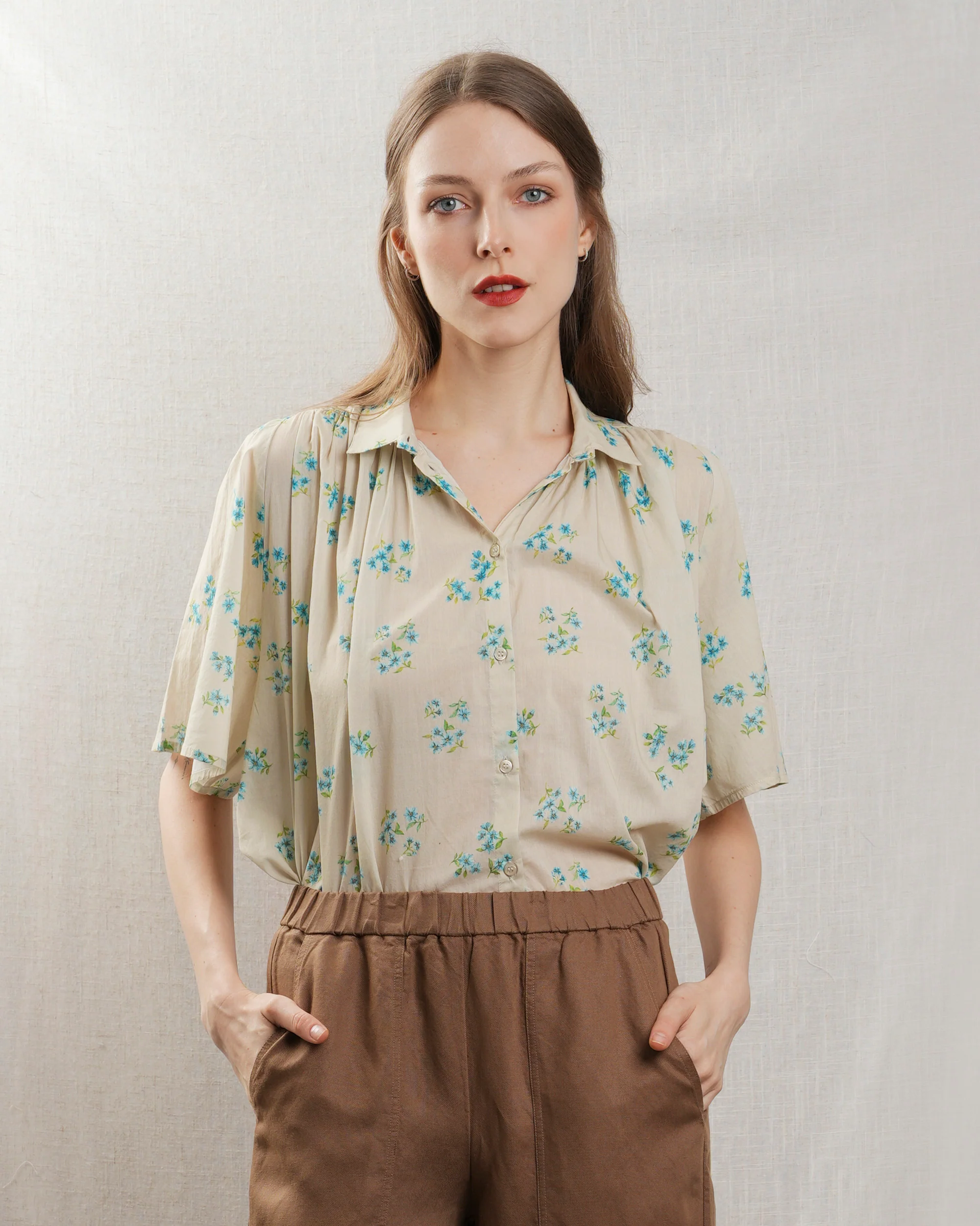 Marlo | Blouse Lison - Cotton Voile Floral Poet Sleeve - Image 5