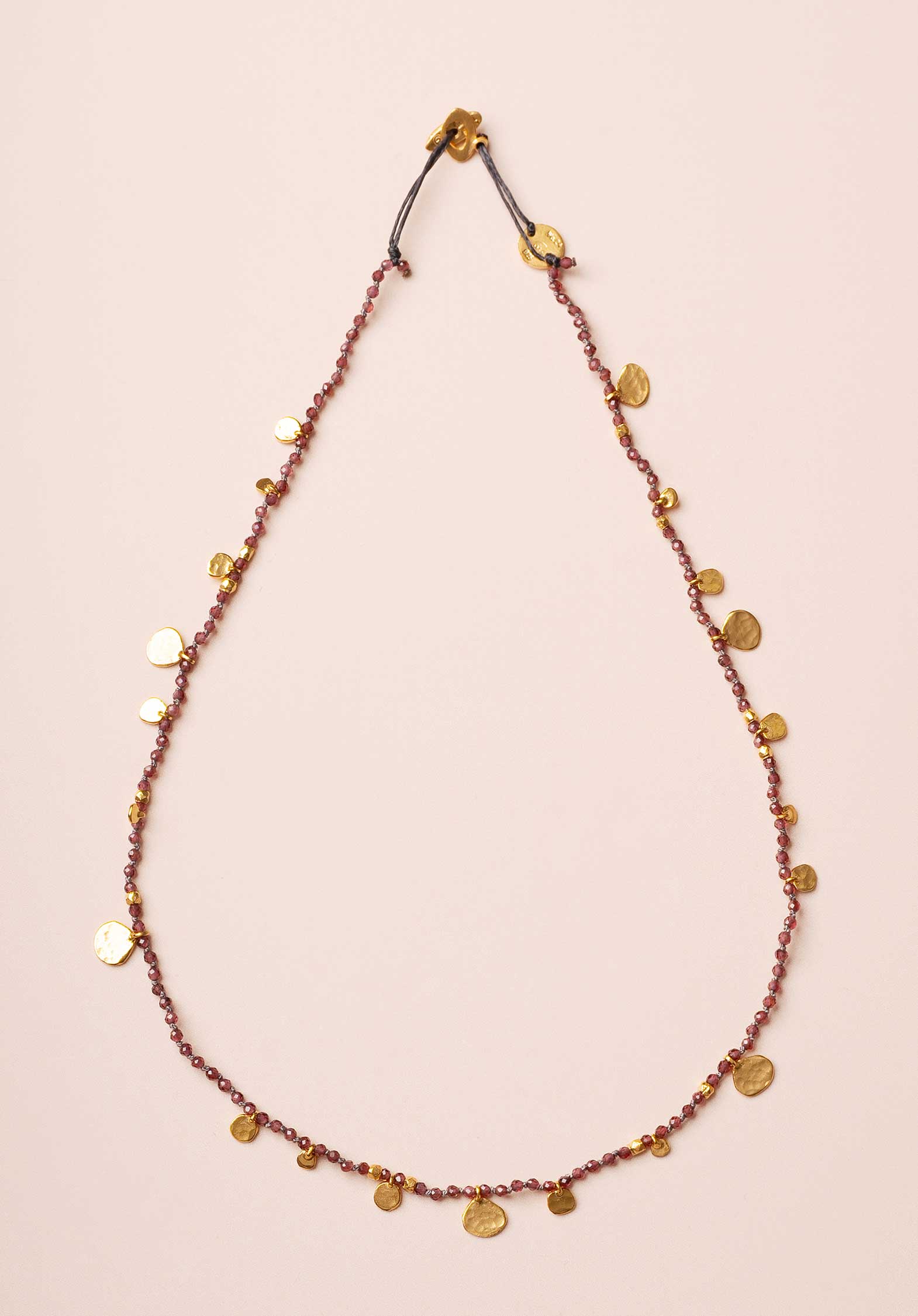 Mary Gaitani | Smarties Short Necklace - 24k Gold-Plated Garnet