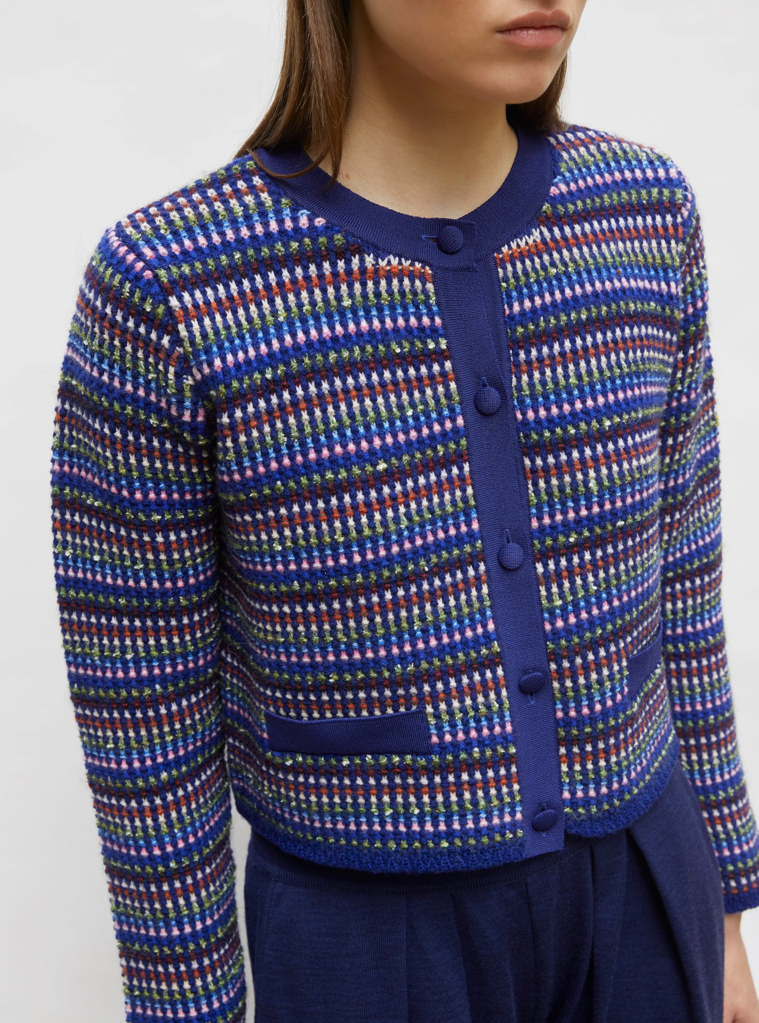 Molli | Donut Jacquard Cardigan - Indigo-Multi - Image 4