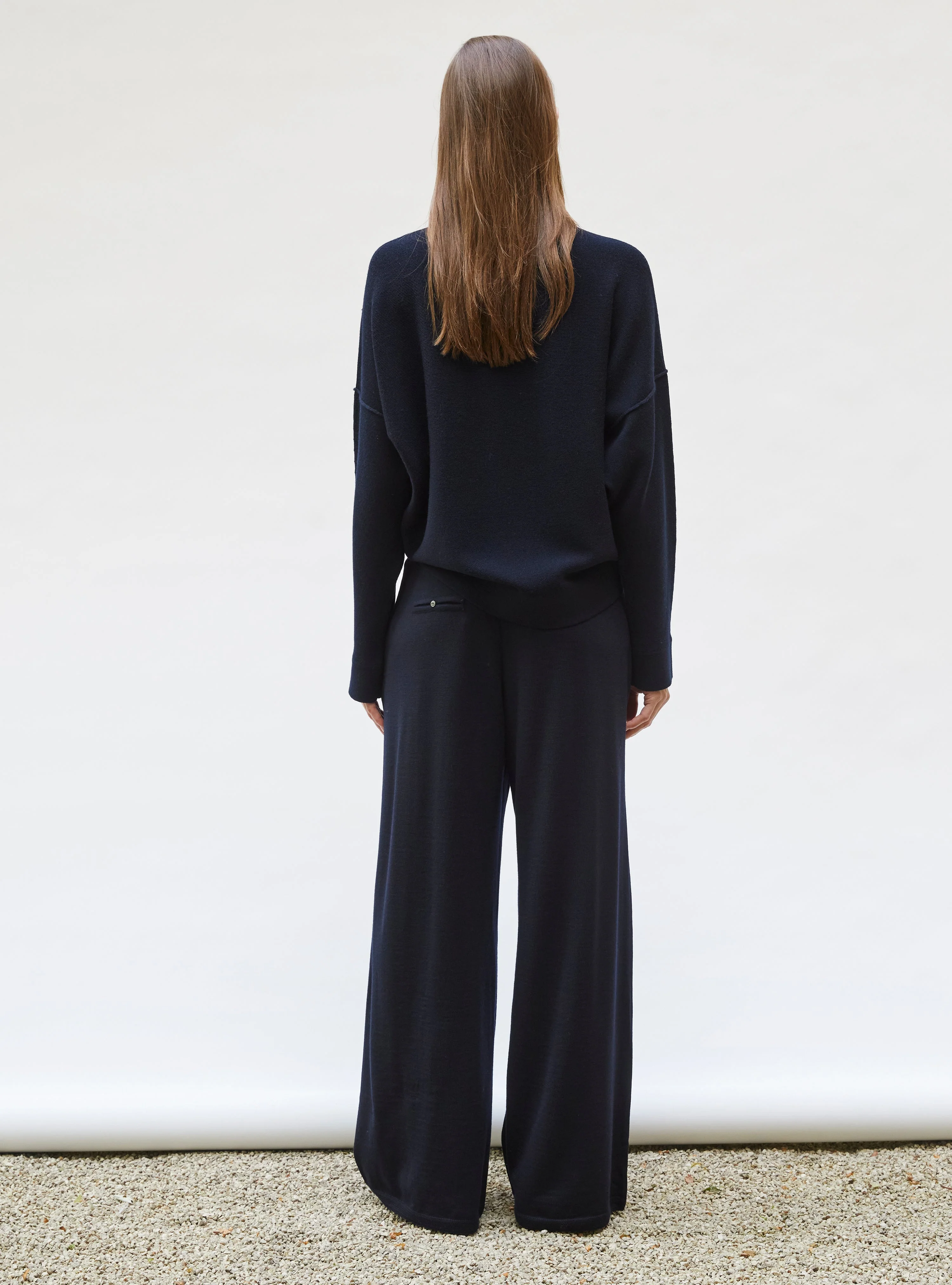 Molli Women's Lauren Fluid Knit Pants 100% Extra-Fine Virgin Wool - Blue Midnight - Image 4