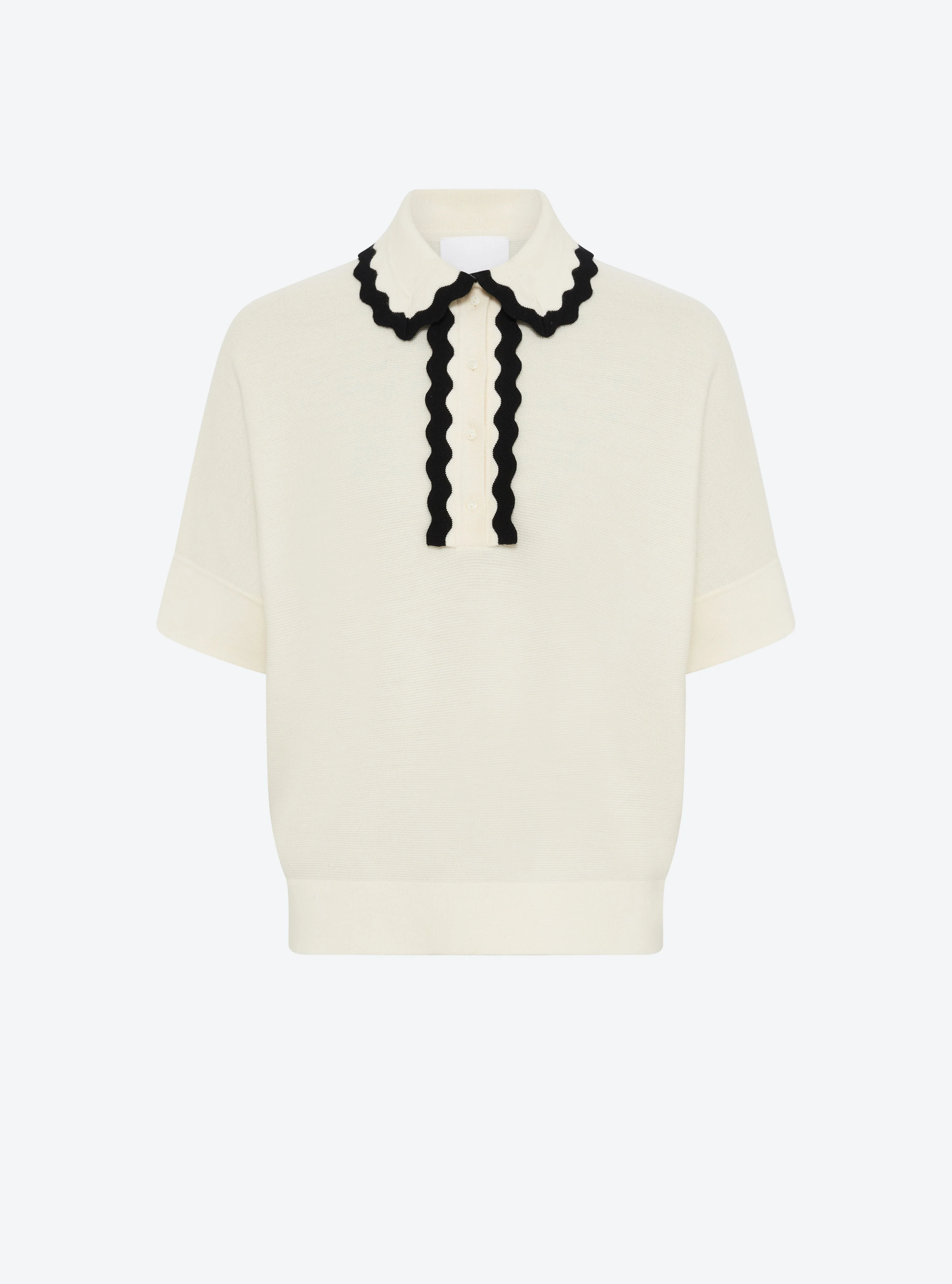 Molli | Garter-Stitch Pullover with Rick-Rack Collar Natural-Deep-Black - Image 7