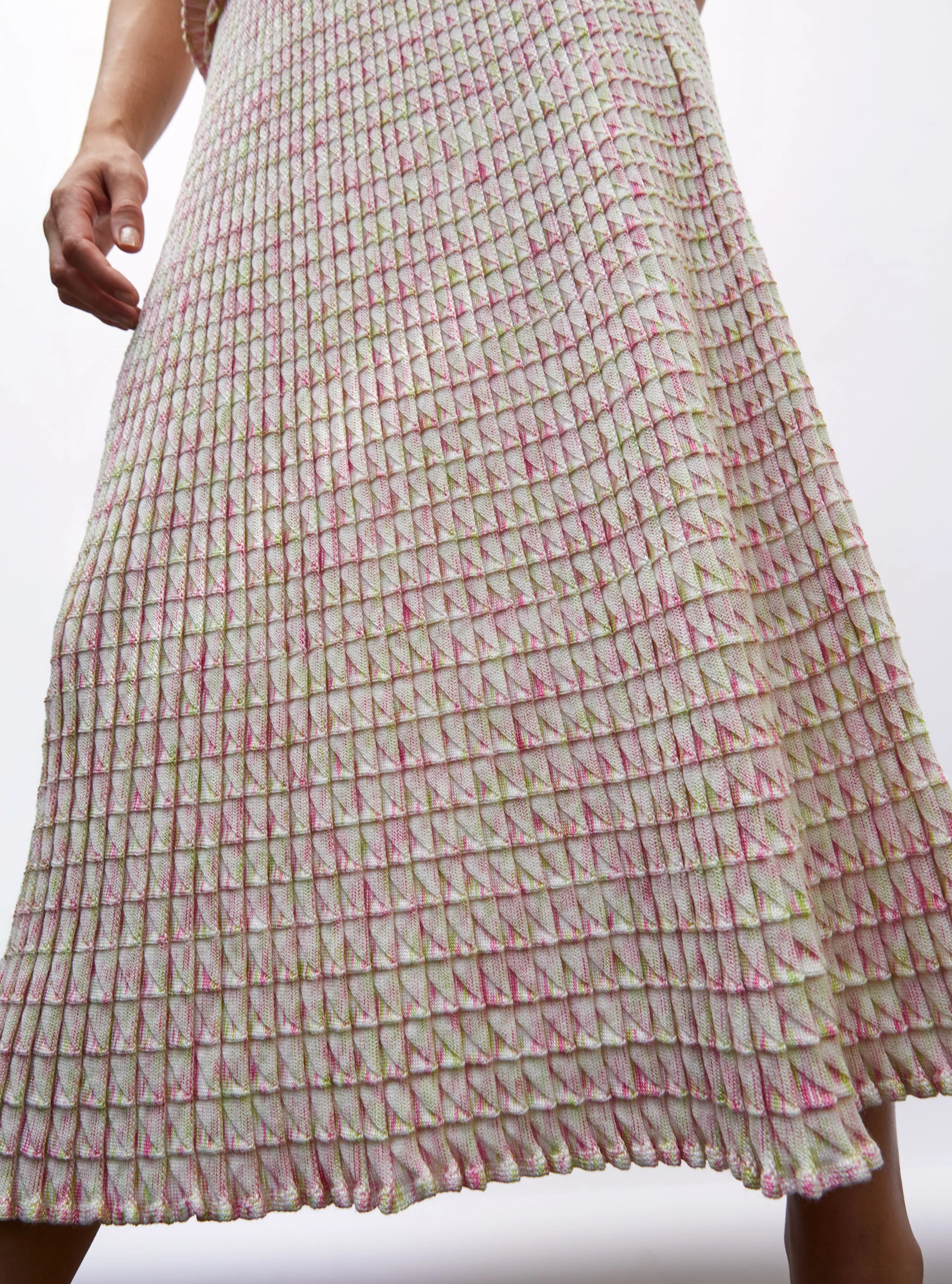 Women's Skirt Printed Rayon Yarn - Natural-Pink-Multi - Image 3
