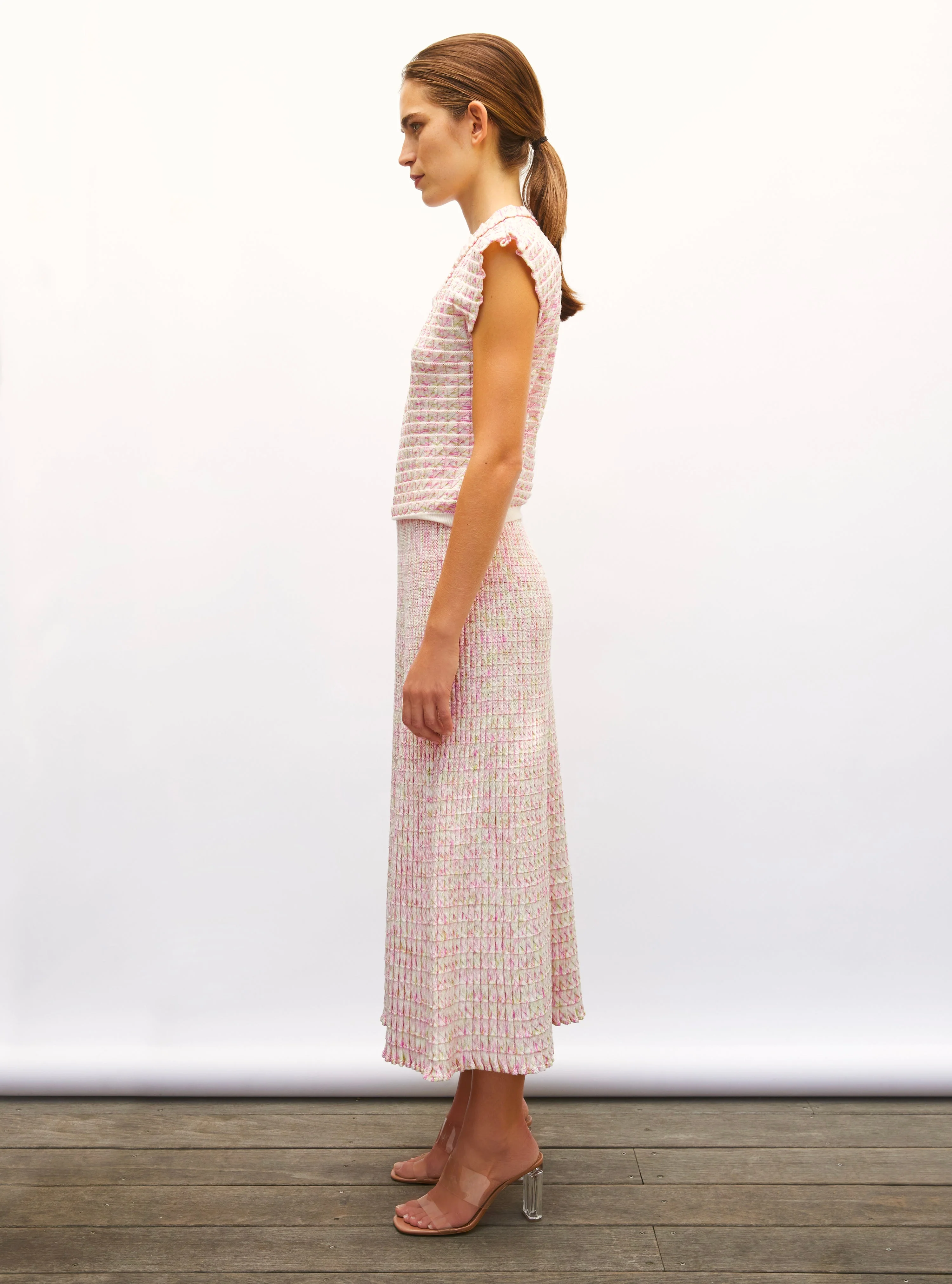 Women's Skirt Printed Rayon Yarn - Natural-Pink-Multi - Image 4