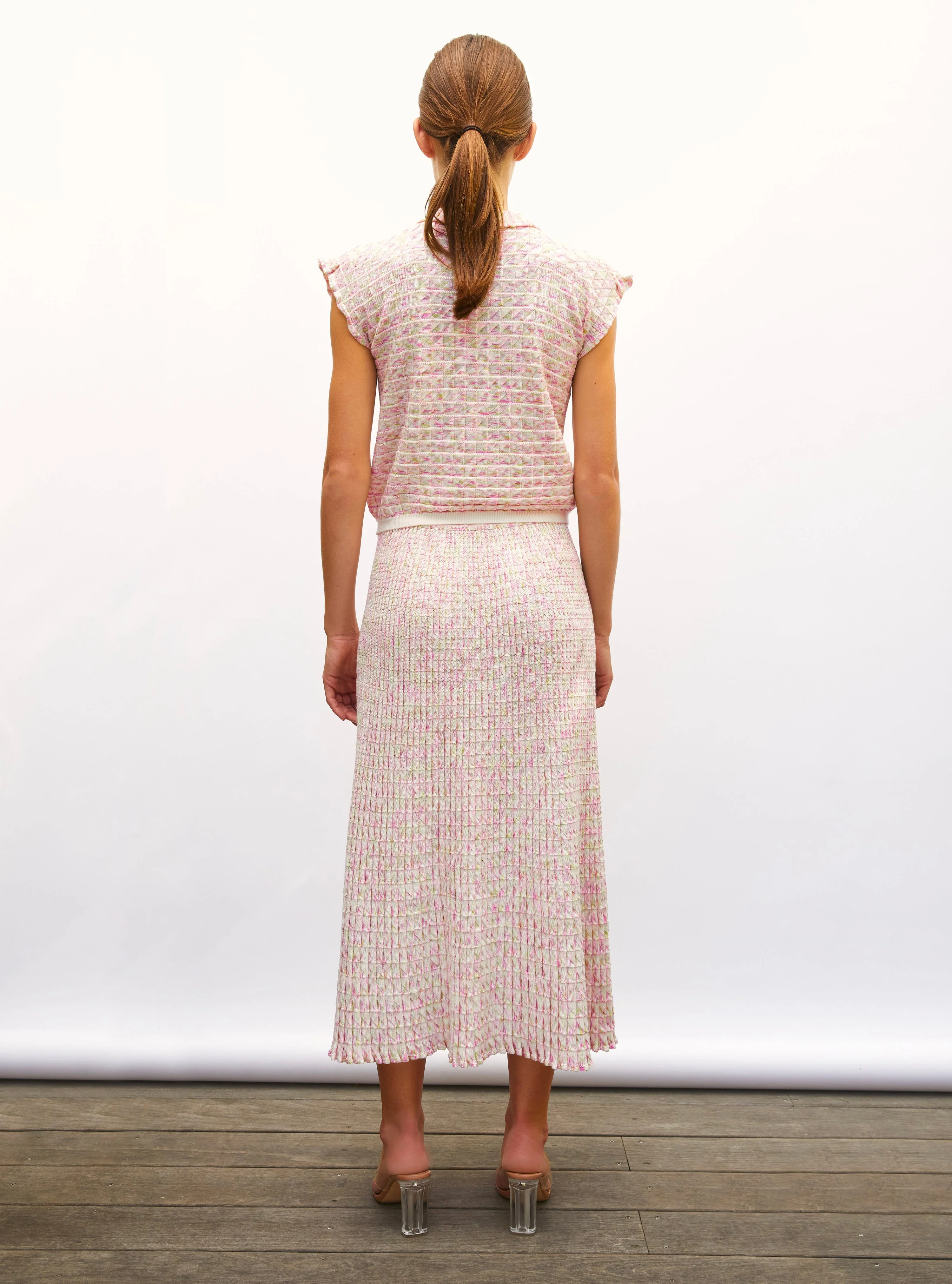 Women's Skirt Printed Rayon Yarn - Natural-Pink-Multi - Image 5