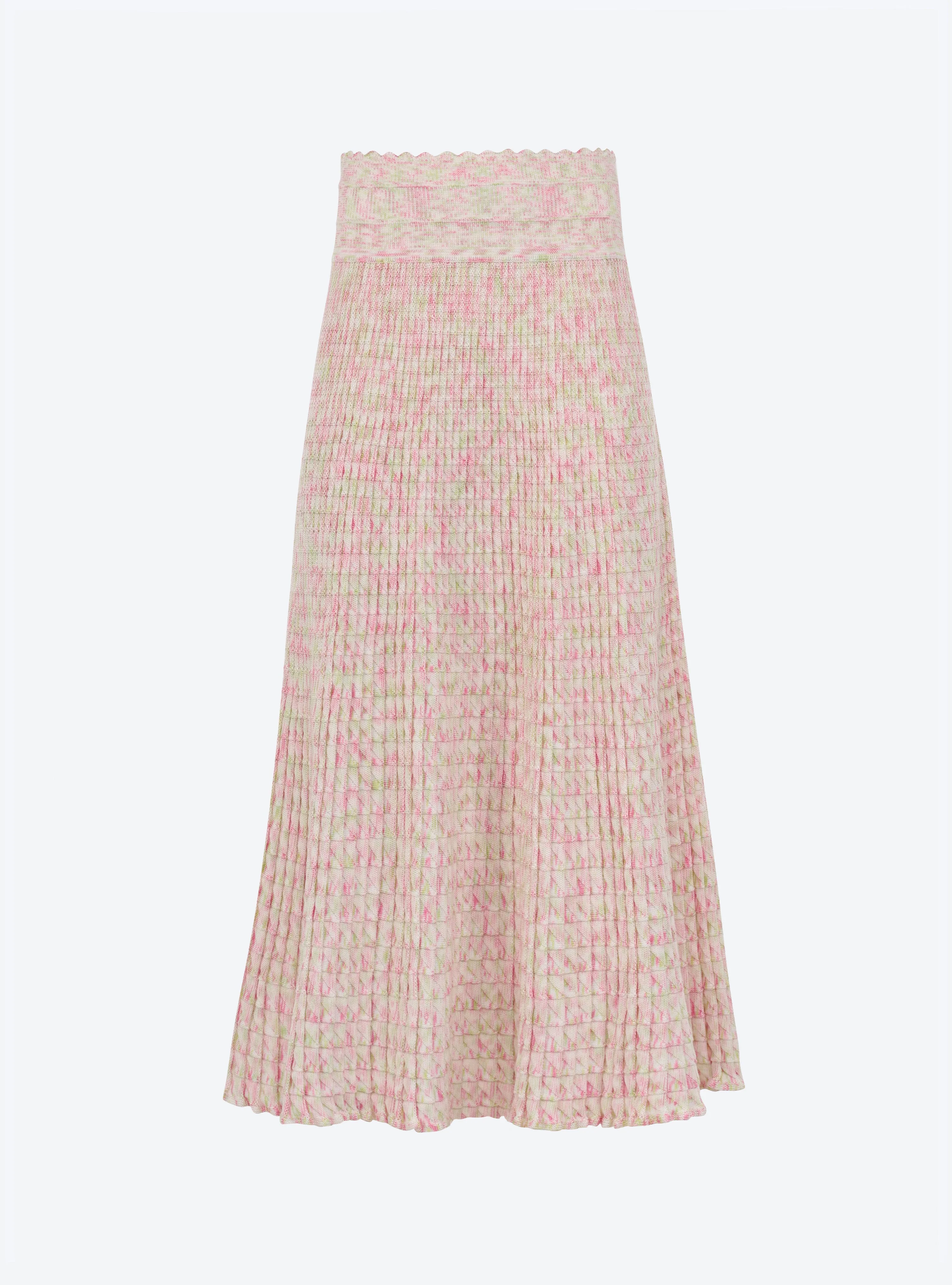 Women's Skirt Printed Rayon Yarn - Natural-Pink-Multi - Image 6