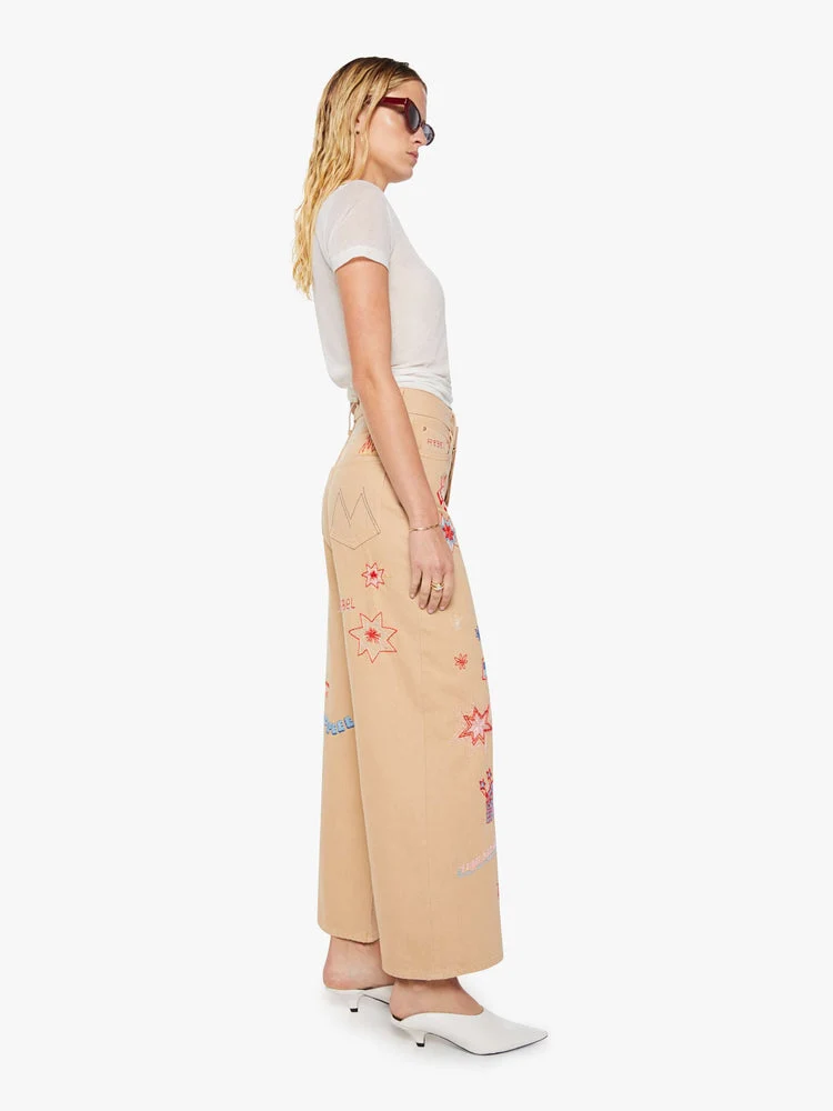 Mother | Wide-Leg Jeans with Embroidery Khaki - Image 2