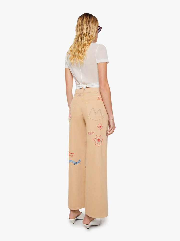 Mother | Wide-Leg Jeans with Embroidery Khaki - Image 3