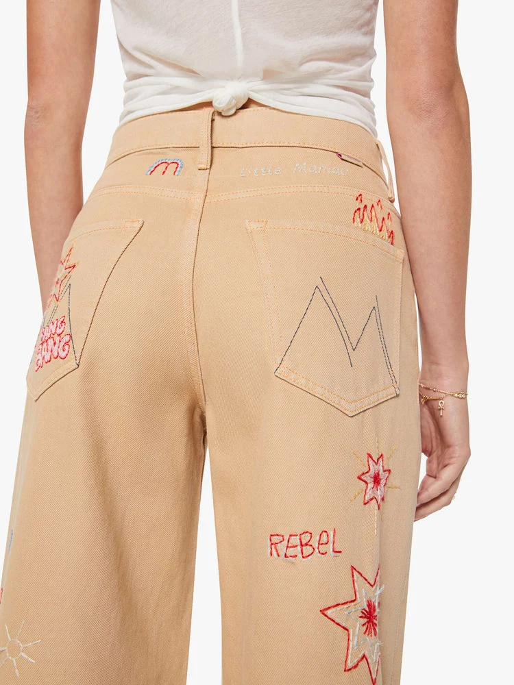 Mother | Wide-Leg Jeans with Embroidery Khaki - Image 5