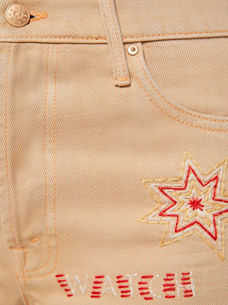 Mother | Wide-Leg Jeans with Embroidery Khaki - Image 6