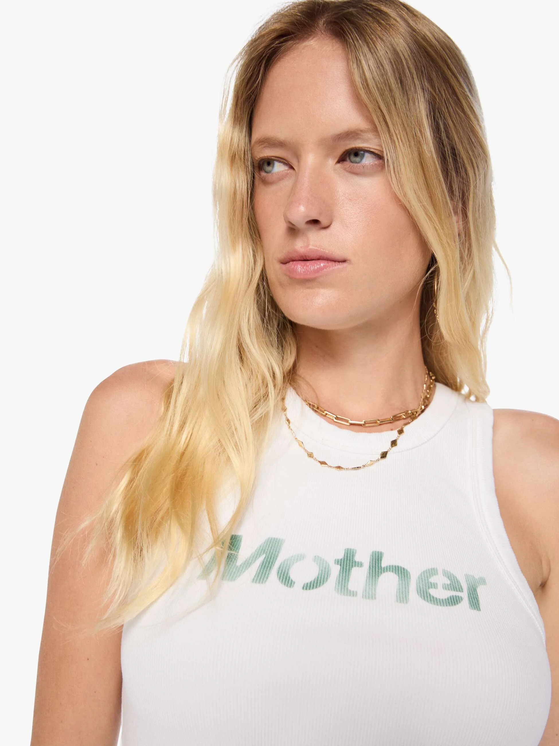 Mother | Chin Ups Chop Cropped Ribbed Tank - White - Image 5