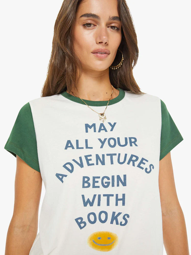 Mother | Goodie Goodie Ringer Tee - Smiley Face Graphic Book-Adventures - Image 5