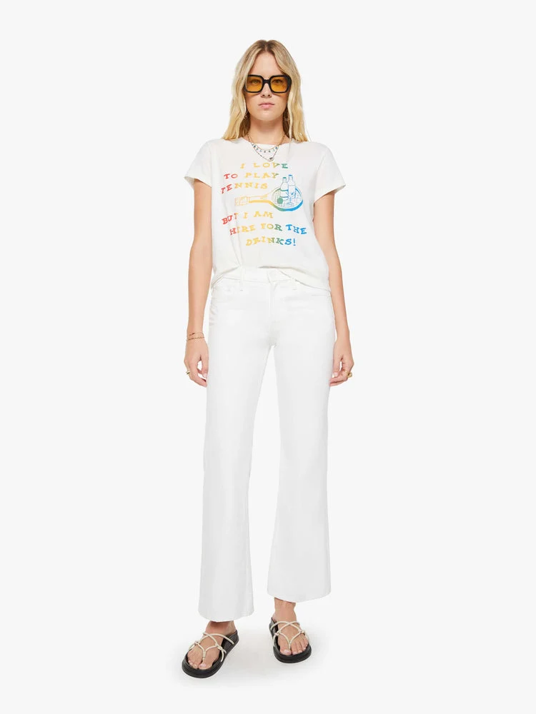 Mother | Boxy Goodie Goodie Tennis Tee - White Graphic I-Love-To-Play-Tennis - Image 4