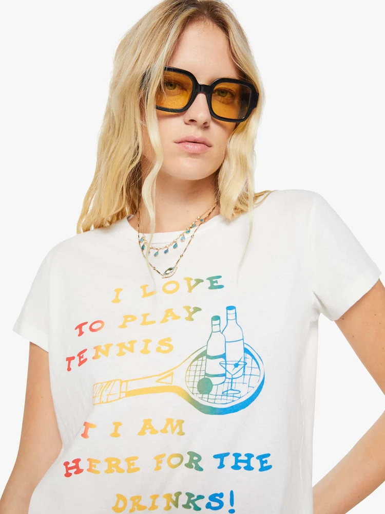 Mother | Boxy Goodie Goodie Tennis Tee - White Graphic I-Love-To-Play-Tennis - Image 5