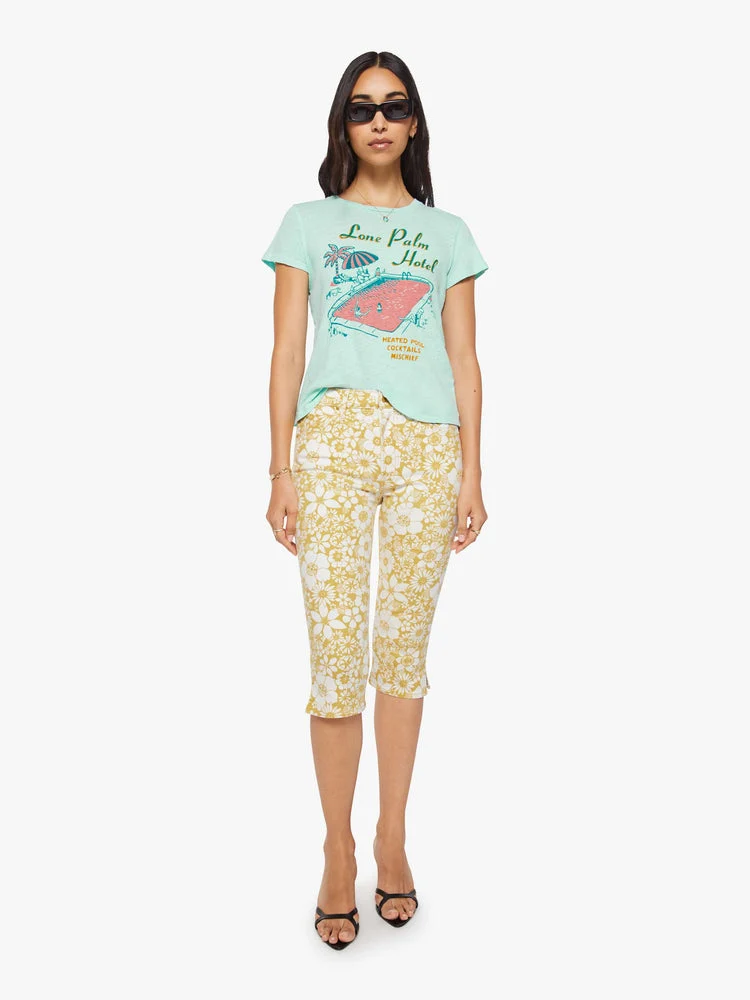 Mother | Crewneck Tee - Light Teal Lone-Palm - Image 4