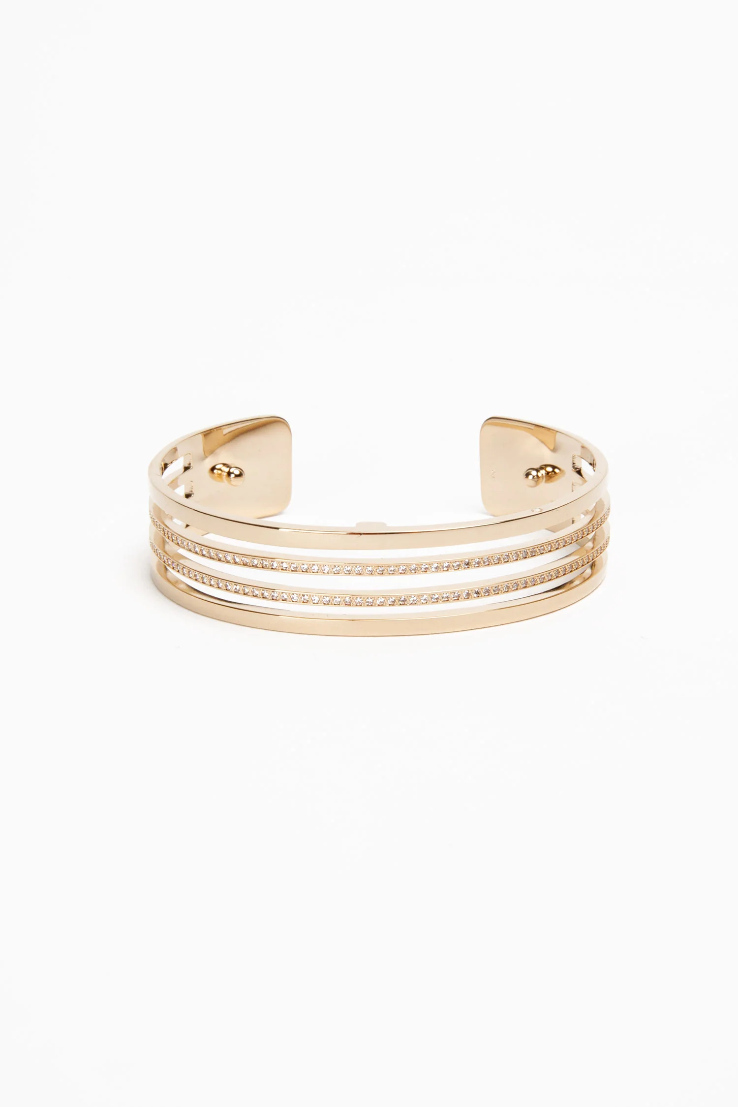 Les Georgettes | Parrallele Semi-Bejeweled Cuff - Grey Leather