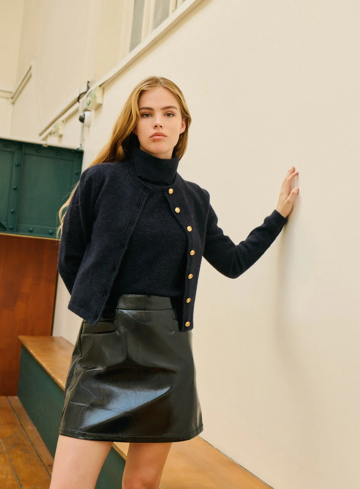 Petite Mendigote | Myriam Short Cardigan - Gold Button Navy