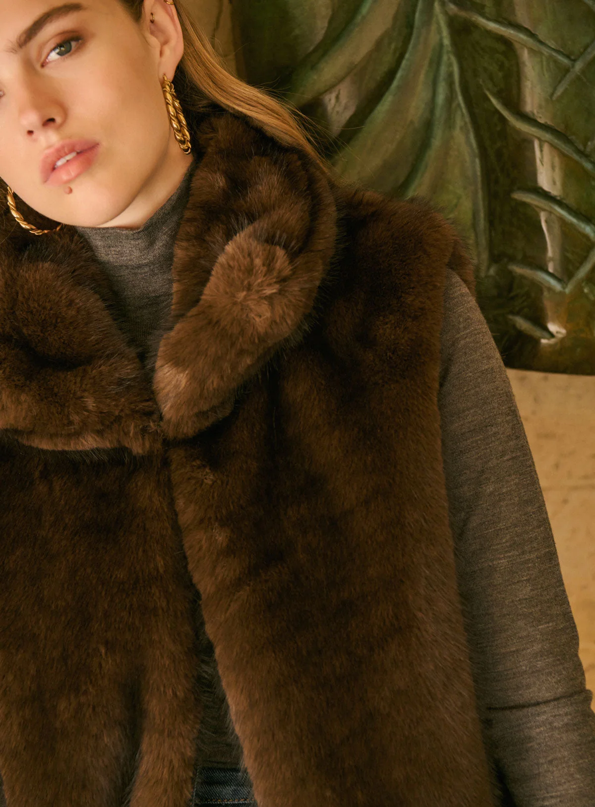 Petite Mendigote | Faux Fur Sleeveless Jacket - e Chocolat - Image 3