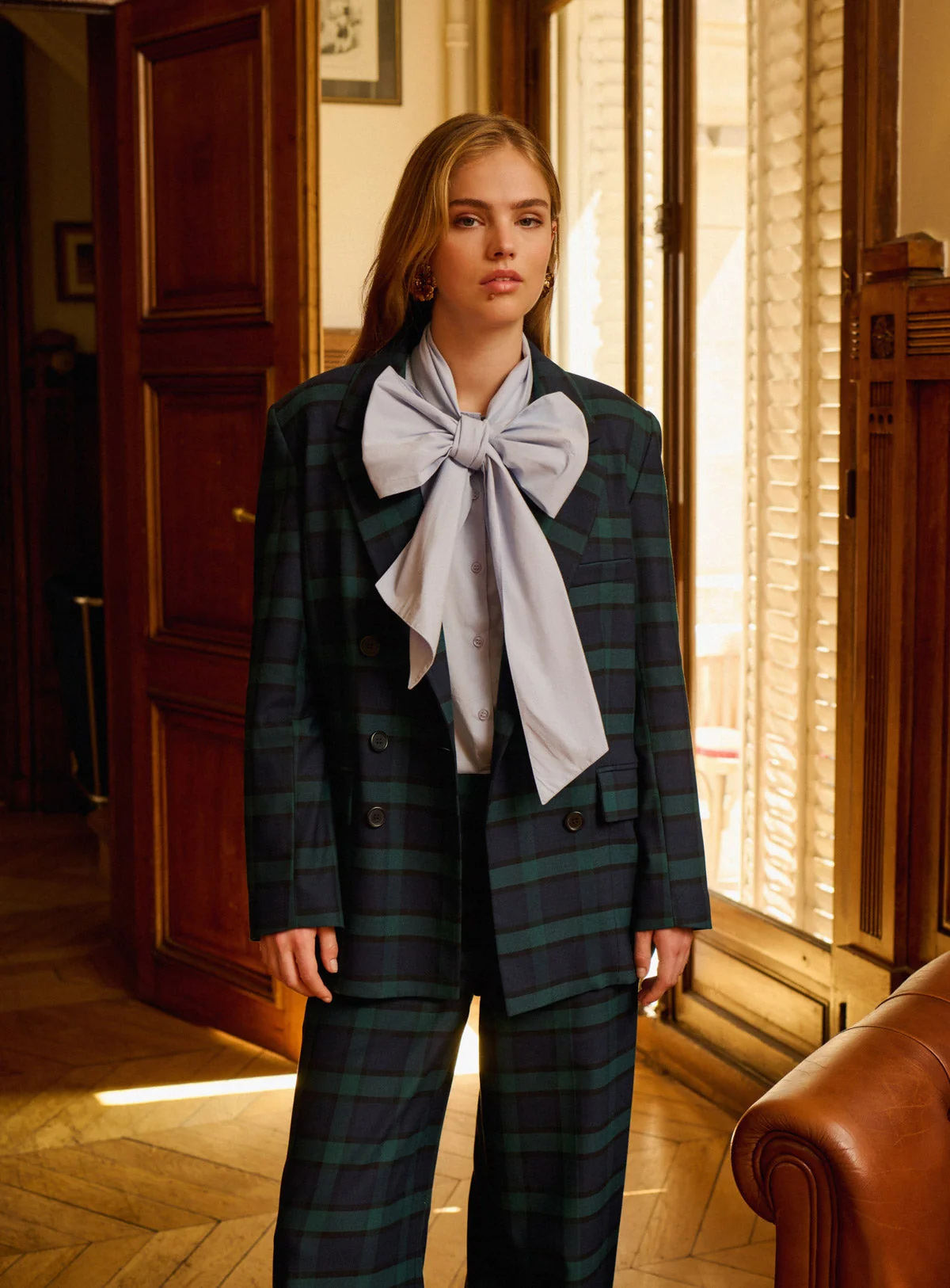 Petite Mendigote | Oversized Check Blazer - Navy - Image 2