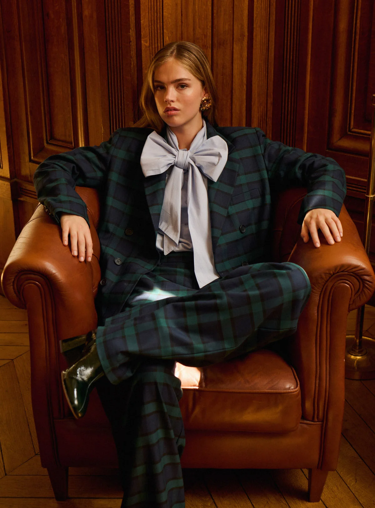 Petite Mendigote | Oversized Check Blazer - Navy - Image 4