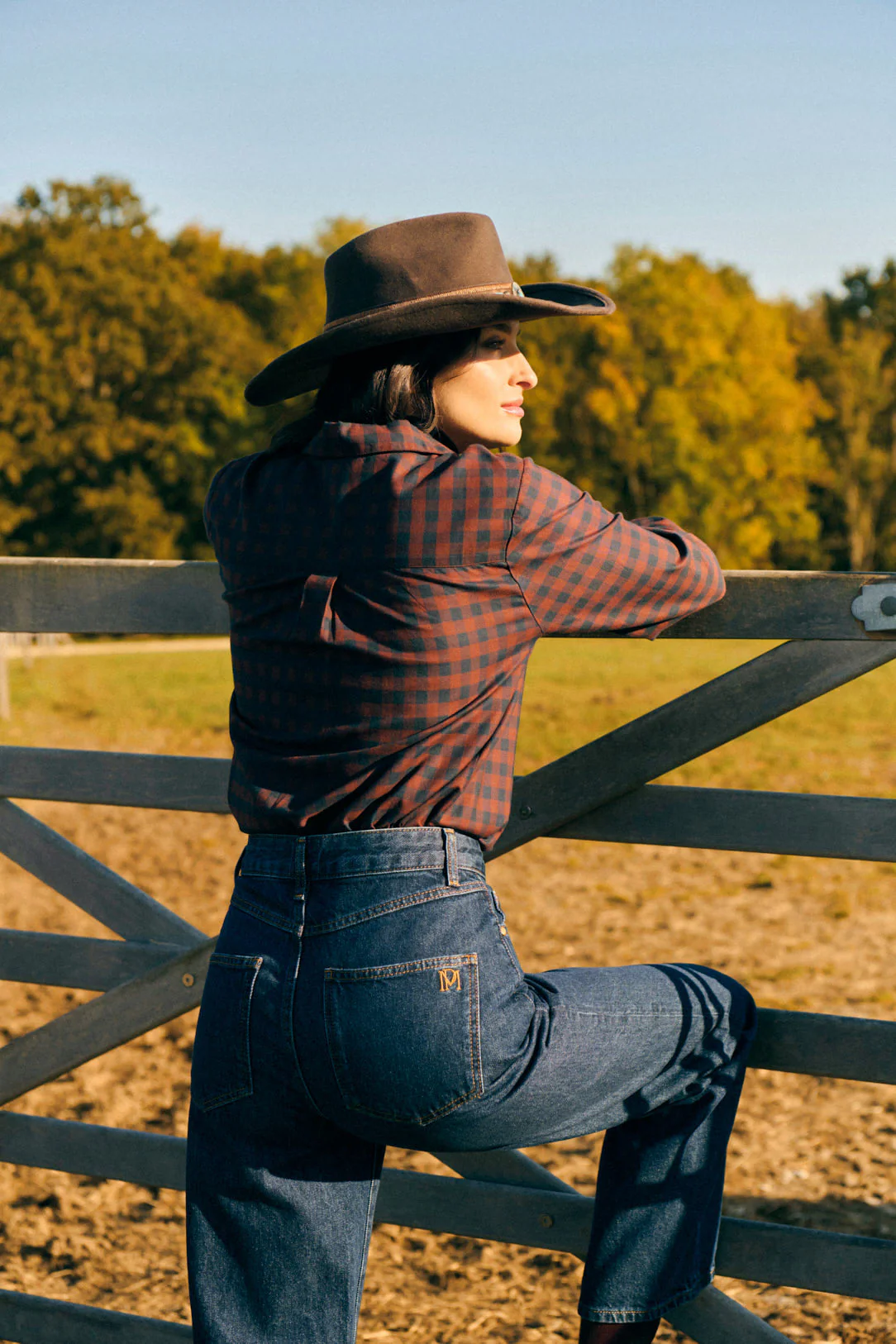 Petite Mendigote | Checkered Straight-Cut Shirt - Warm Brown Noisette - Image 3
