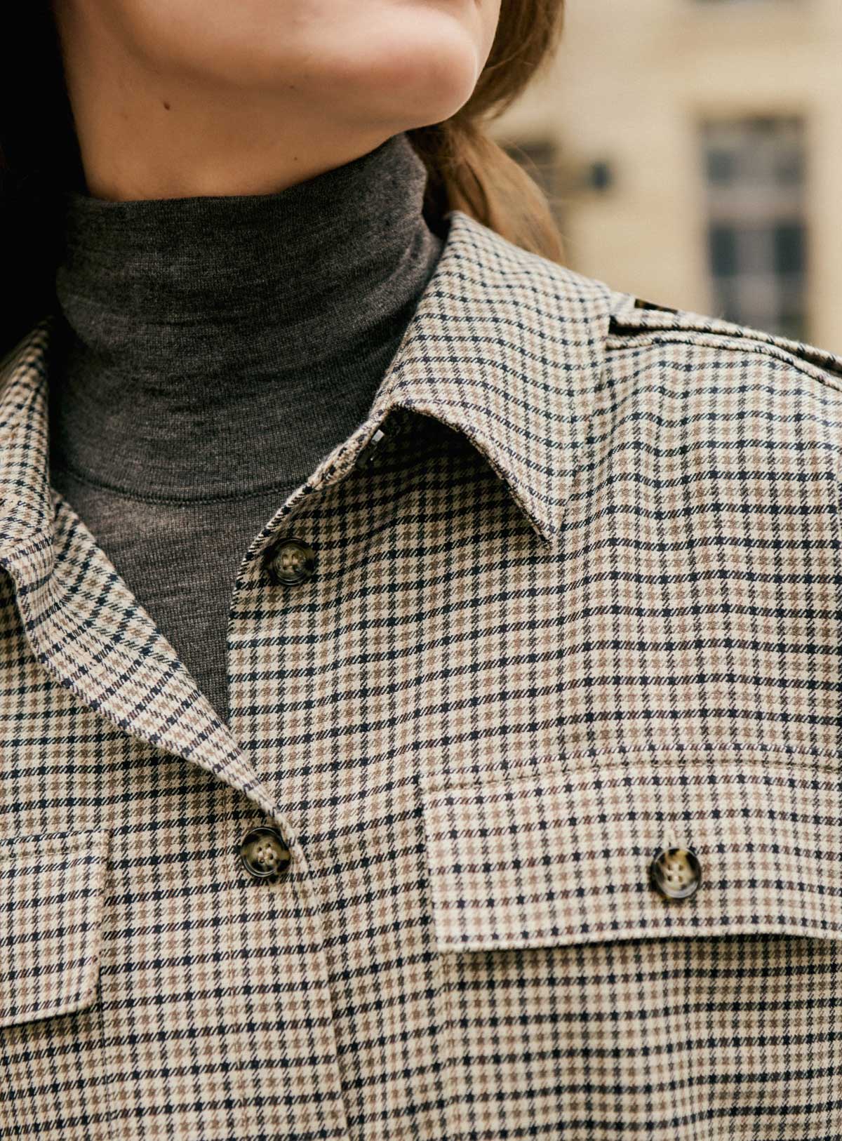 Petite Mendigote | Overshirt Carrea - Check Print Sable - Image 4
