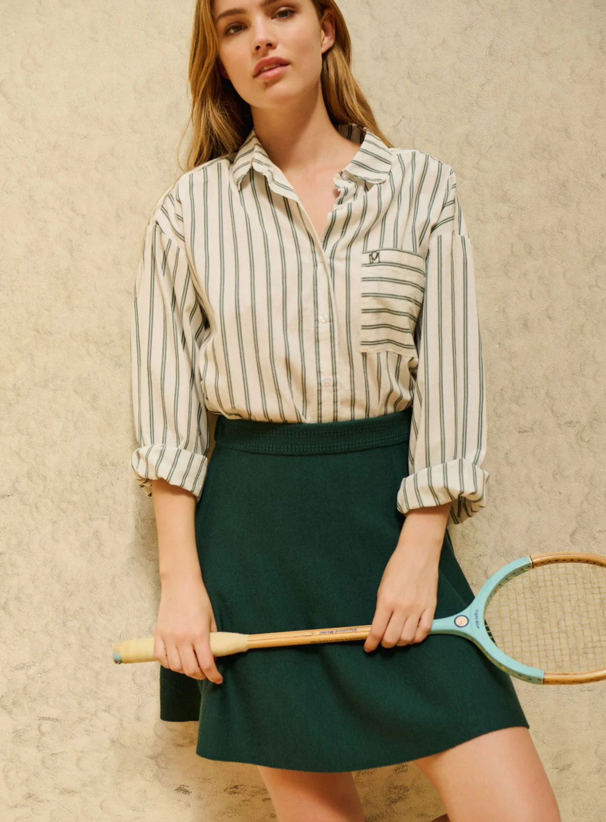 Petite Mendigote | Fine Mesh Skater Skirt - Tennis Style Bouteille