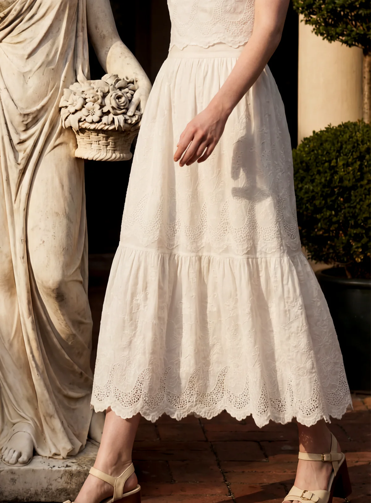 Petite Mendigote | Clemence 126 Flared Midi Skirt - Ecru - Image 2