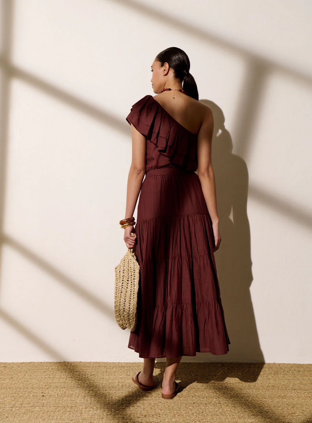 Petite Mendigote | Jill Uni 126 Midi Skirt - Cotton Voile Brown - Image 5
