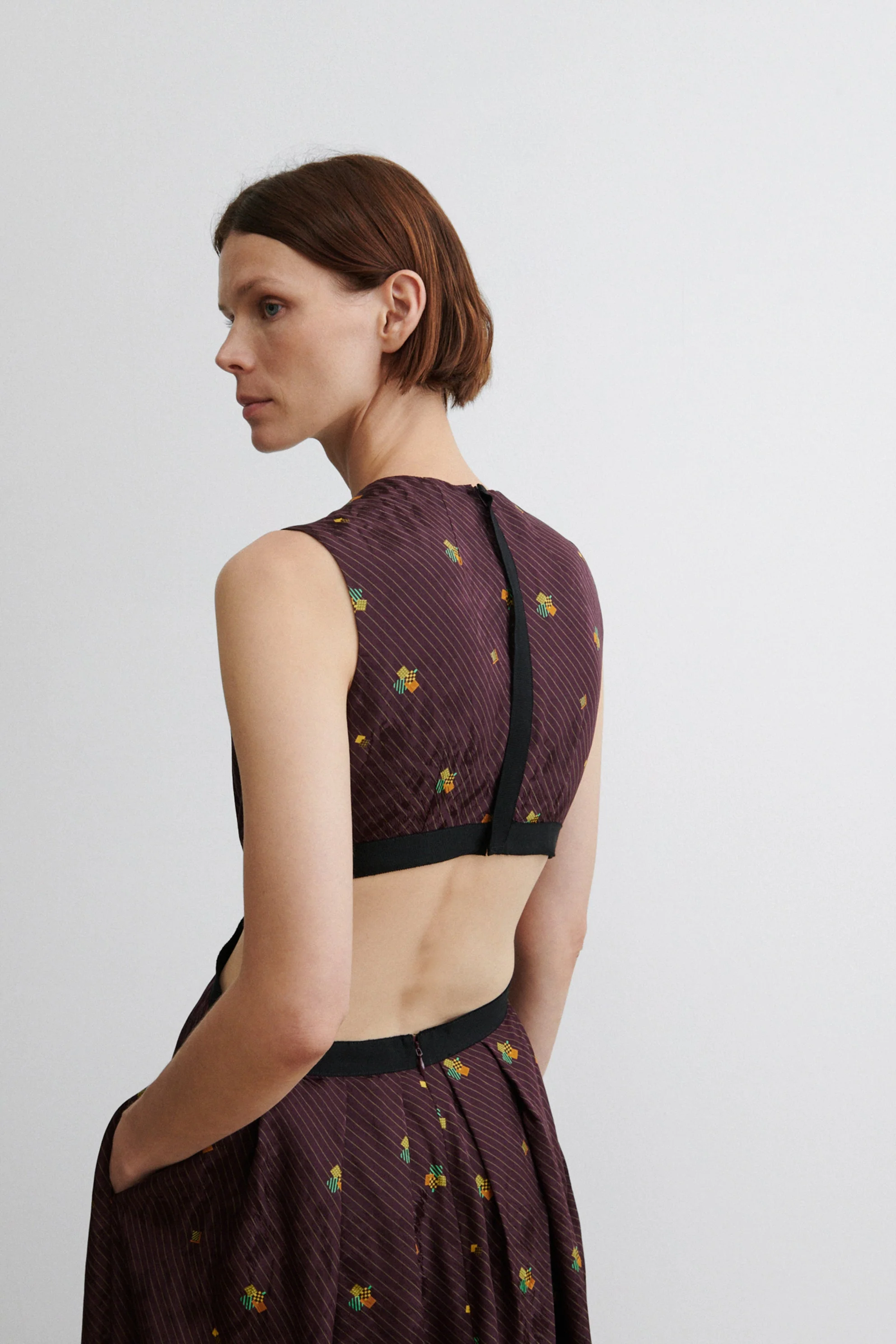 Rachel Comey | Noah Dress in Silk Jacquard Bordeaux - Image 5