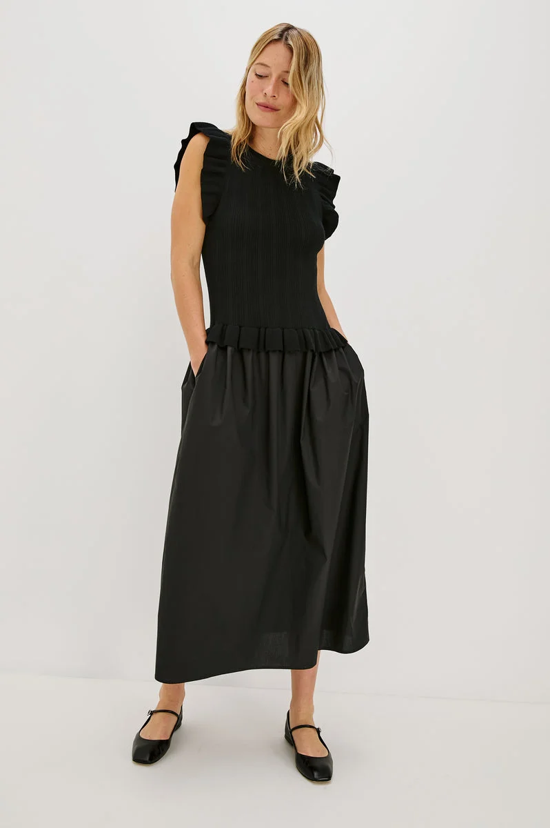 Rails | Deirdre Dress - Knit and Poplin Maxi Black