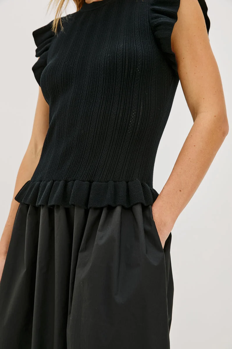 Rails | Deirdre Dress - Knit and Poplin Maxi Black - Image 2
