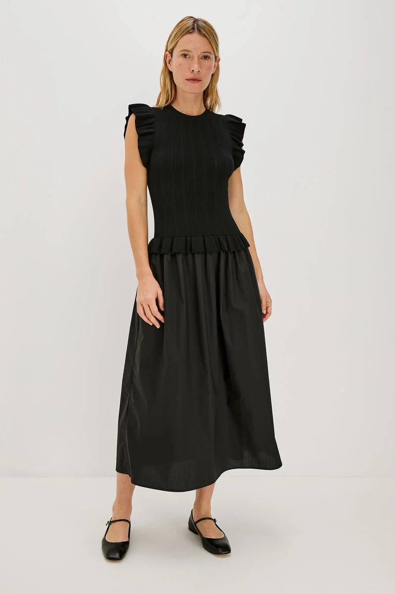 Rails | Deirdre Dress - Knit and Poplin Maxi Black - Image 3