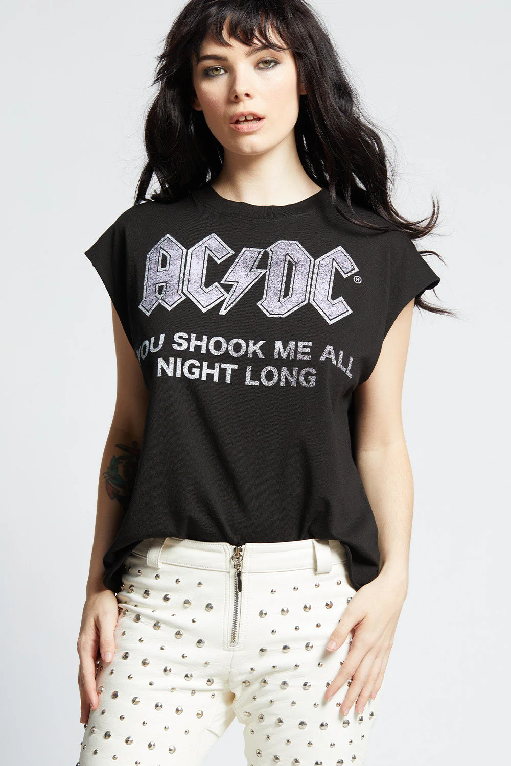 Recycled Karma | AC/DC Cut-Off Band Tee - Raw Armhole Pepper - Image 4