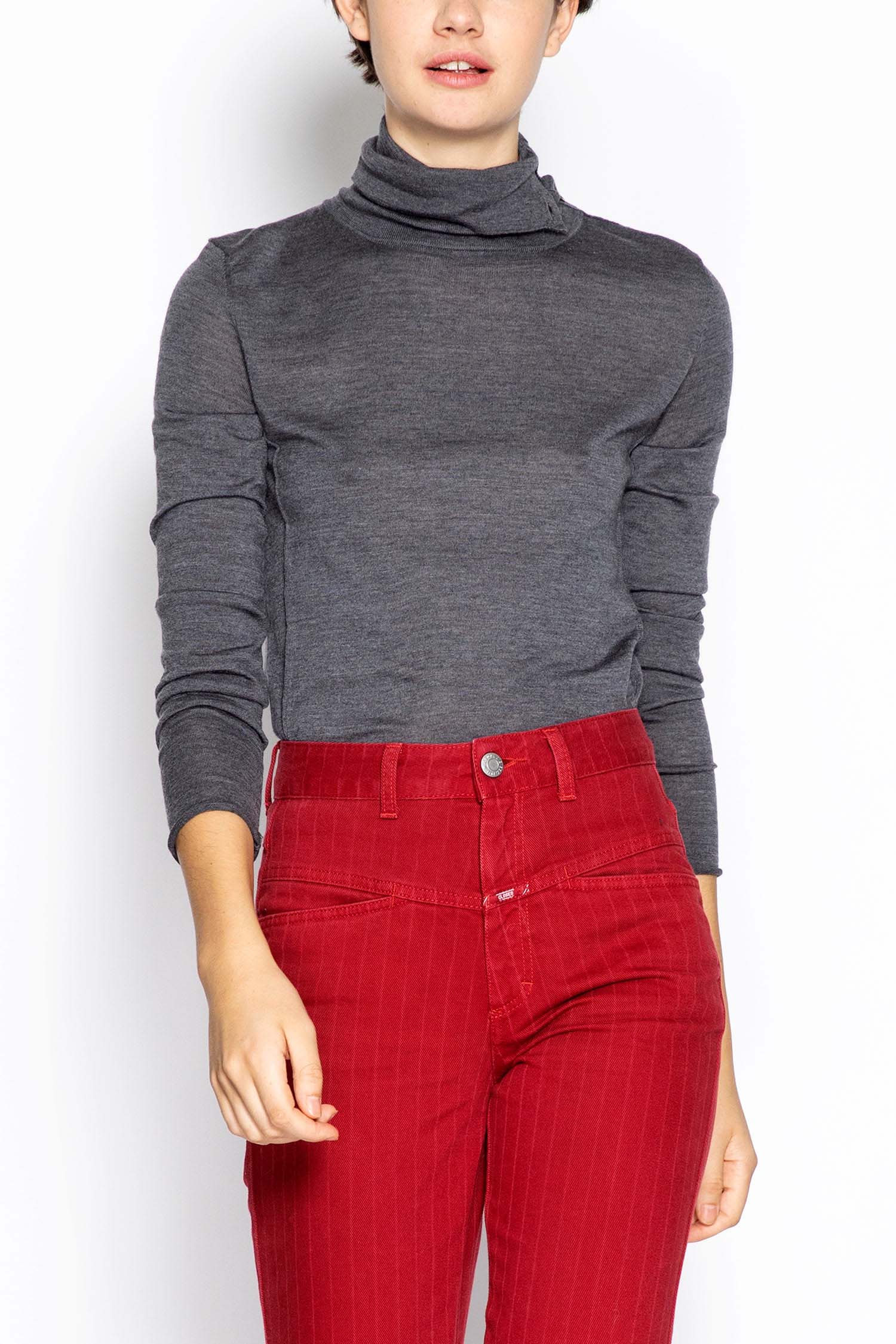 Roberto Collina | Roll Neck Wool Sweater in Light Grey