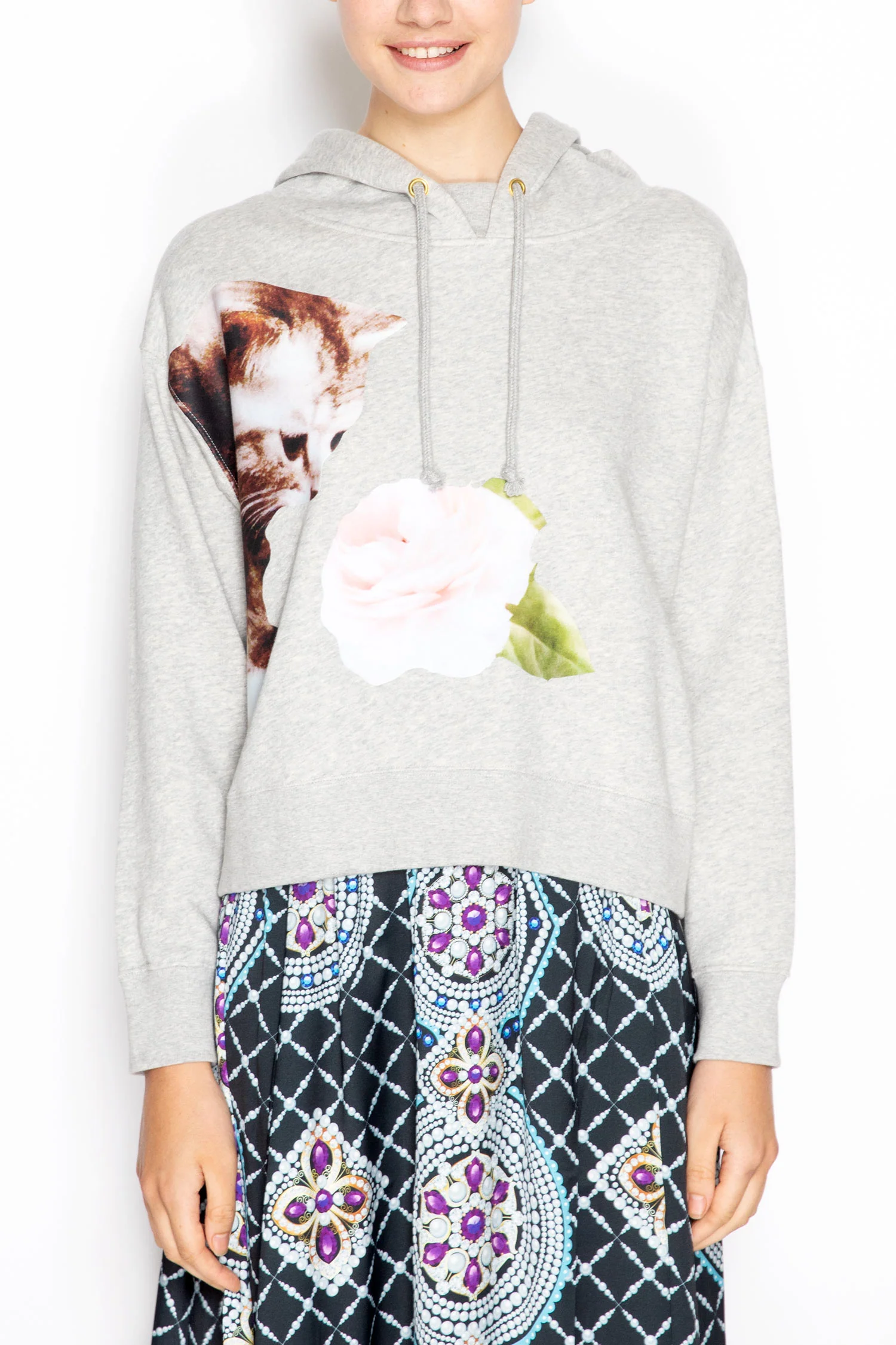 Paul and Joe Sister | Rose Cat Hooded Sweater - Grey