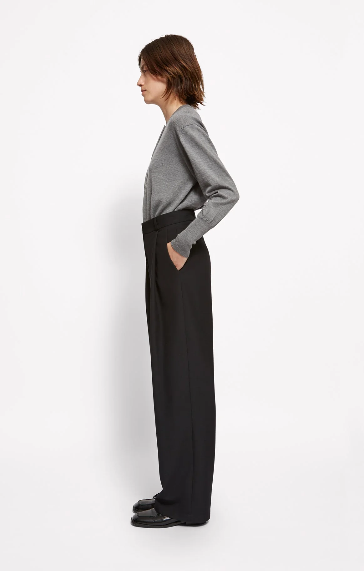 Roseanna | Oscar Marcello Tailored Pleated Trousers - Charcoal - Image 3